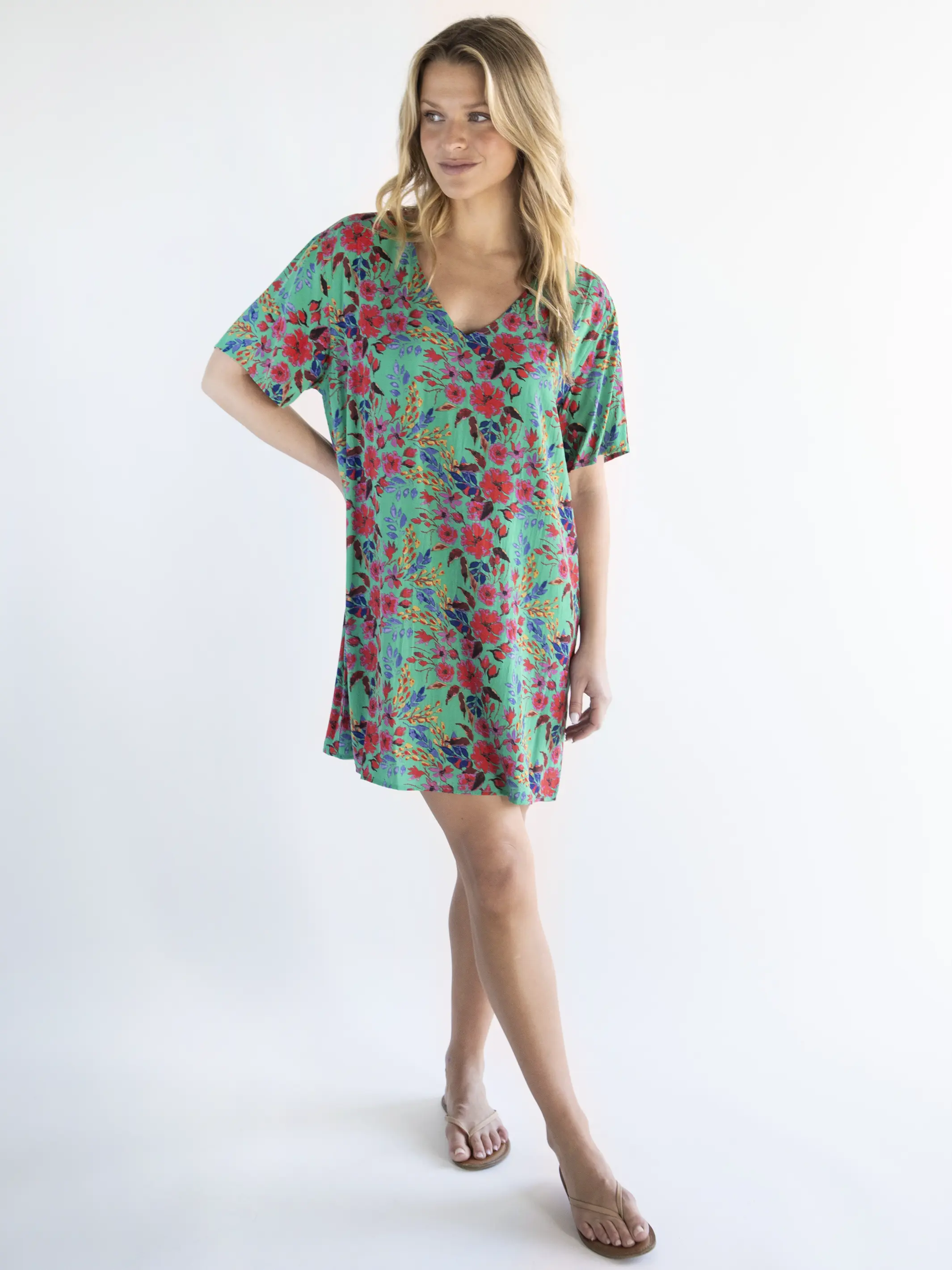 Claire Dress - Green Multi Floral