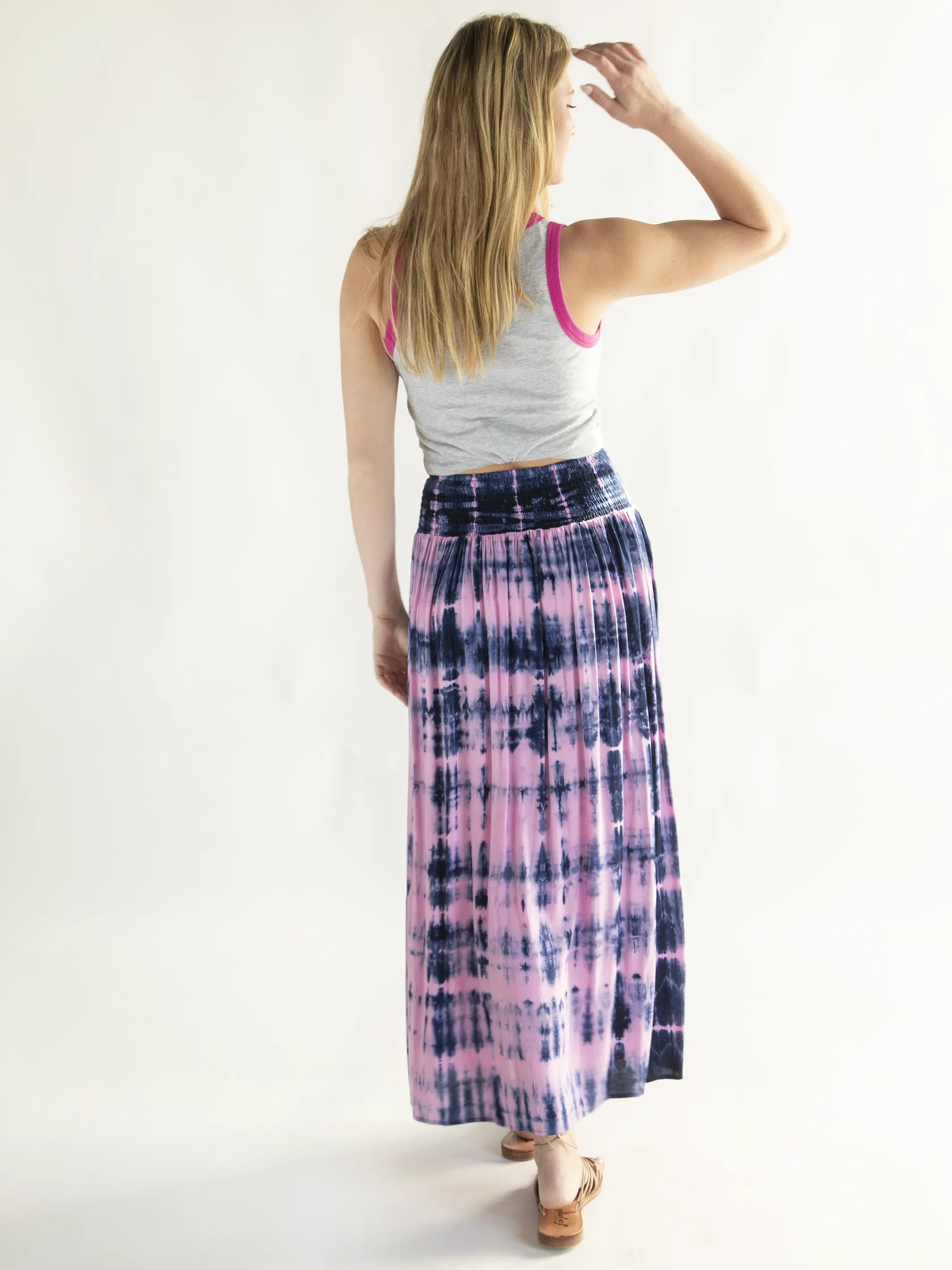 Lisa Maxi Skirt - Navy Pink Tie-Dye