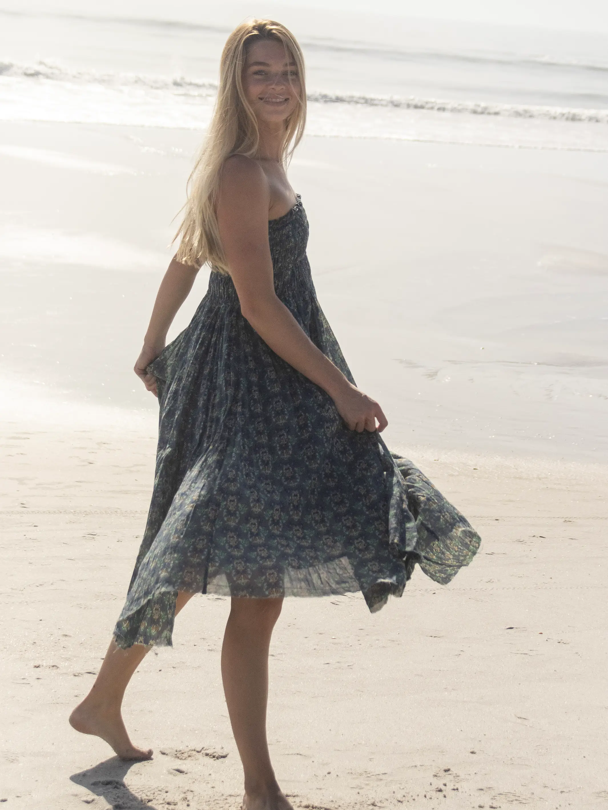 Laurel Convertible Skirt - Teal Floral Medallion