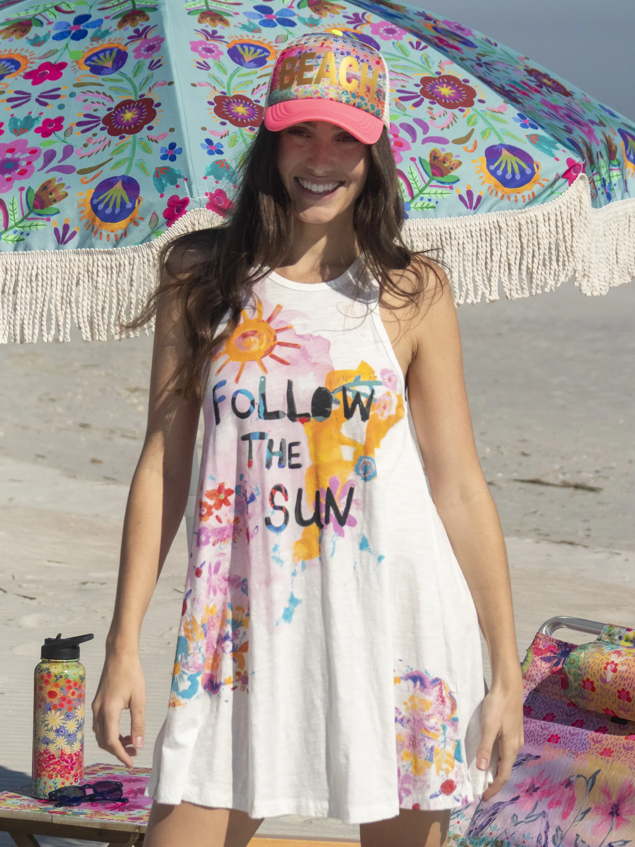 Life Is A Canvas Cotton Beach Dress - White Follow the Sun