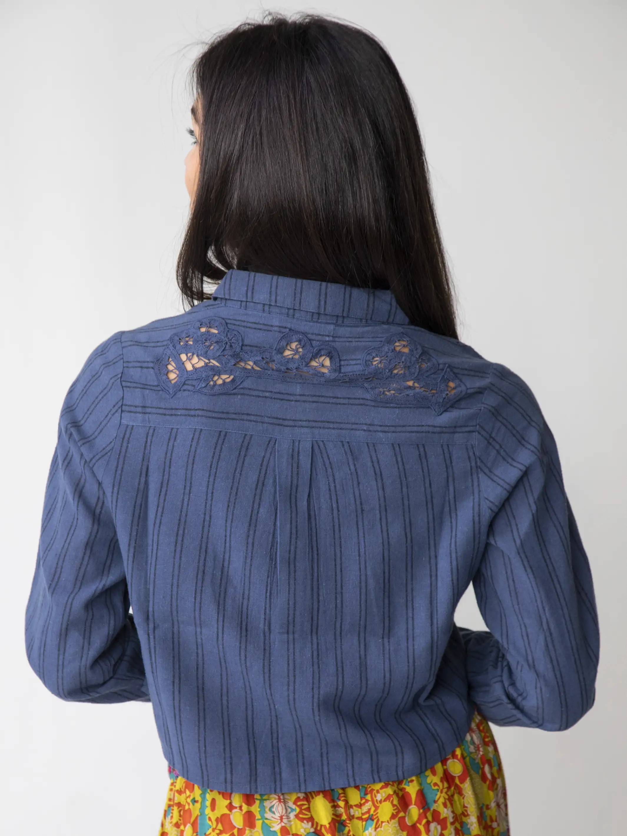 Ana Lace Buttondown - Indigo