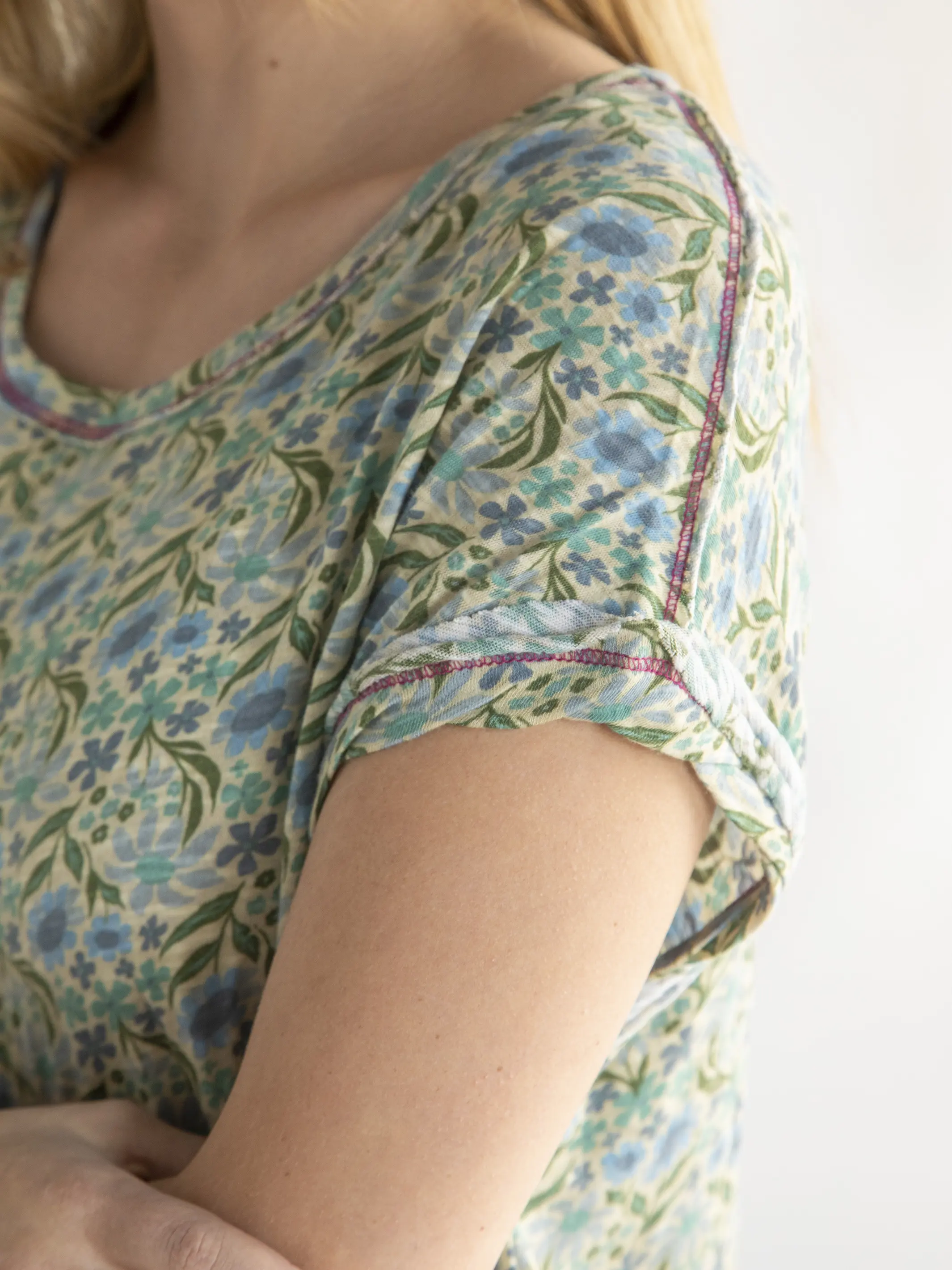 Frankie Cotton Tee Dress - Blue Floral