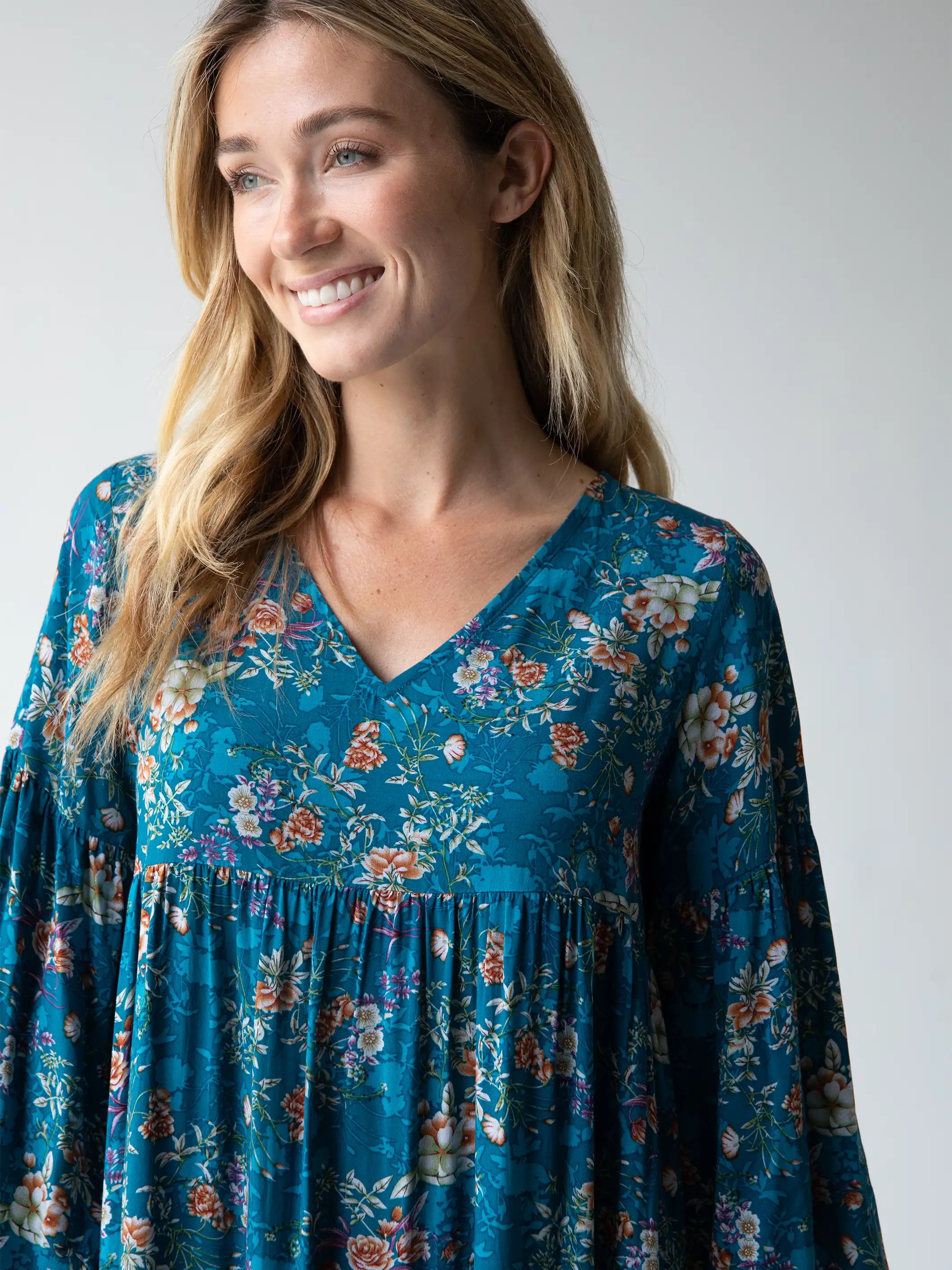 Charlotte Midi Dress - Dark Turquoise Cream