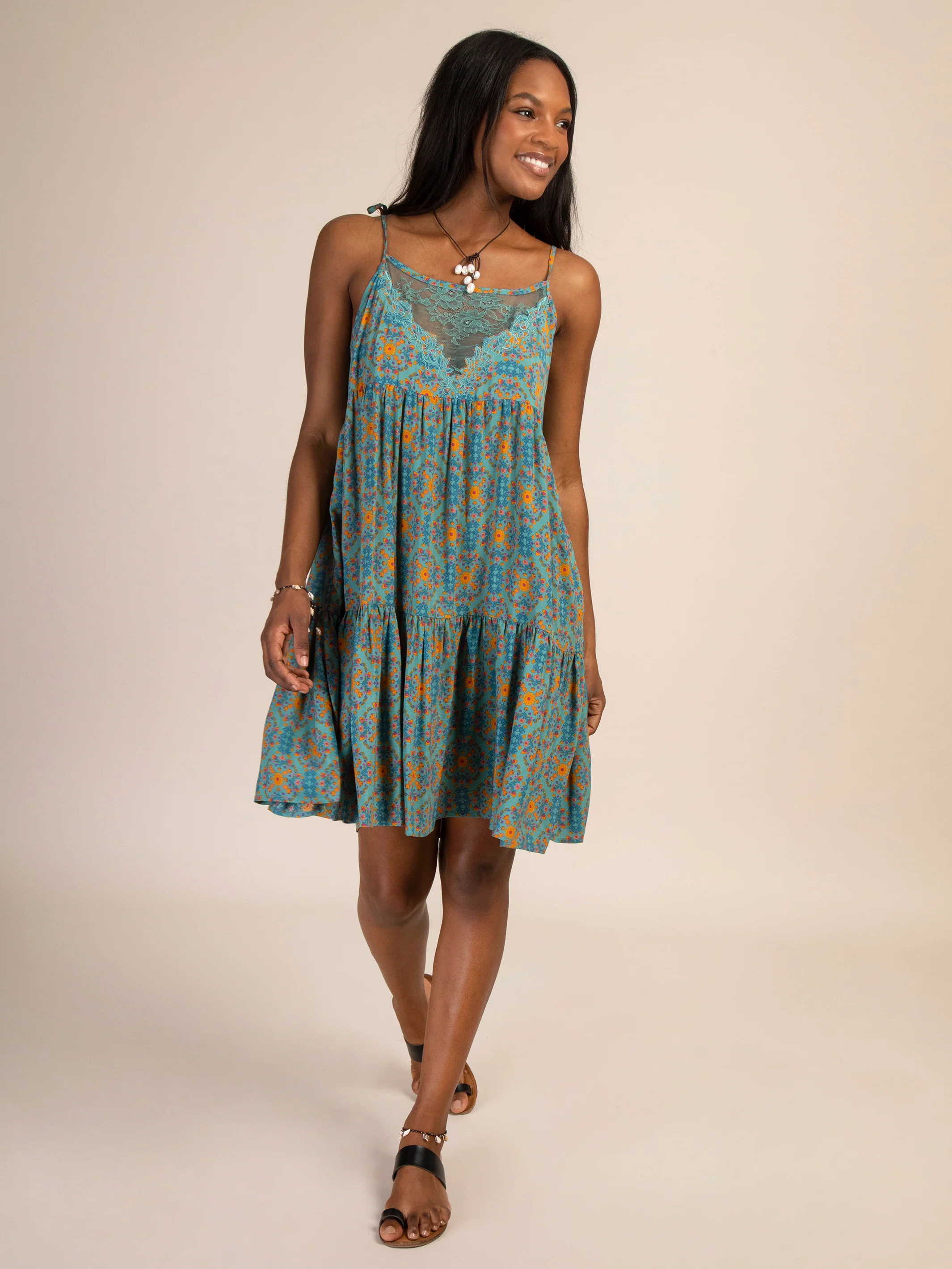 Piper Dress - Teal Floral