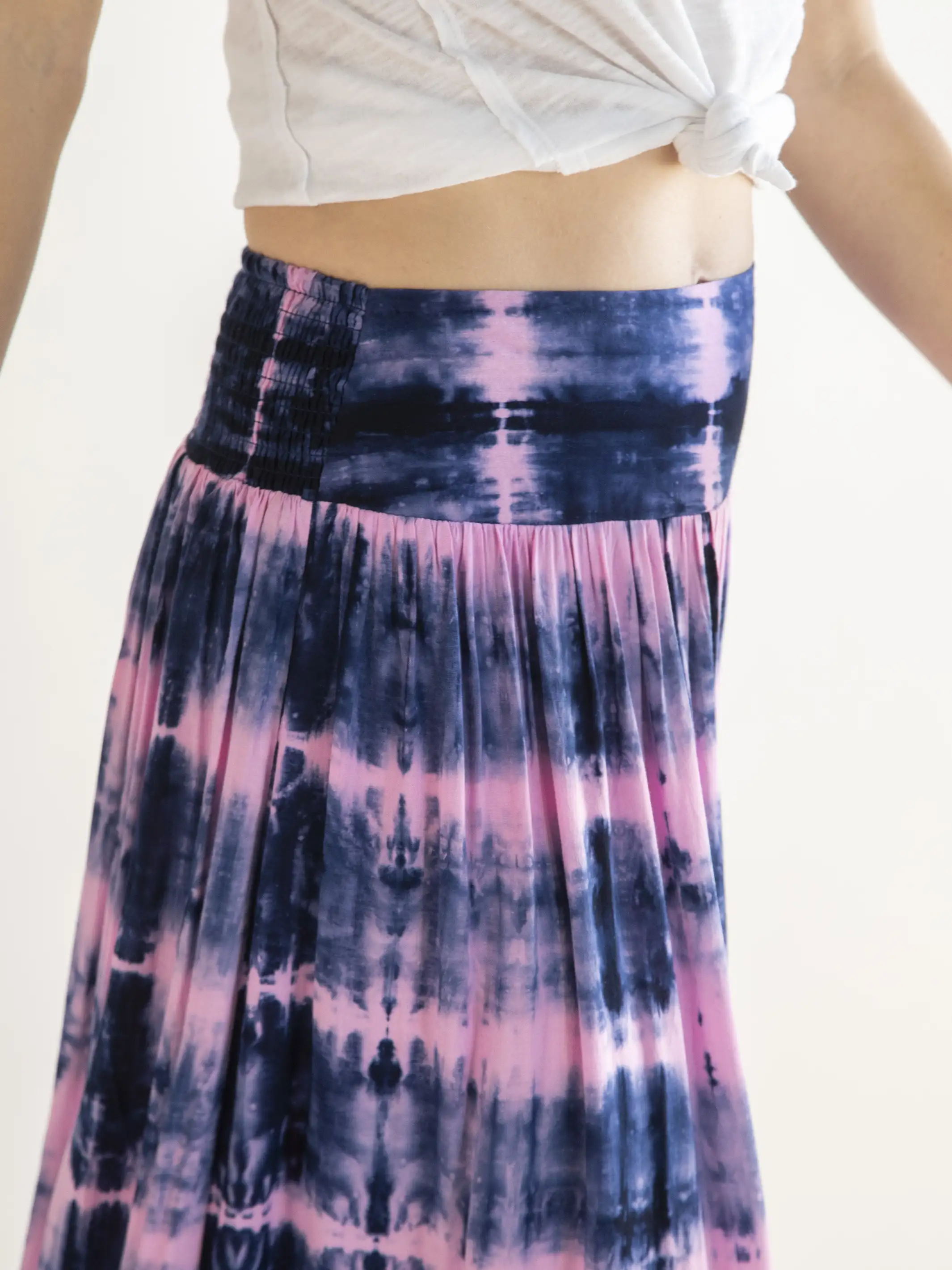 Lisa Maxi Skirt - Navy Pink Tie-Dye