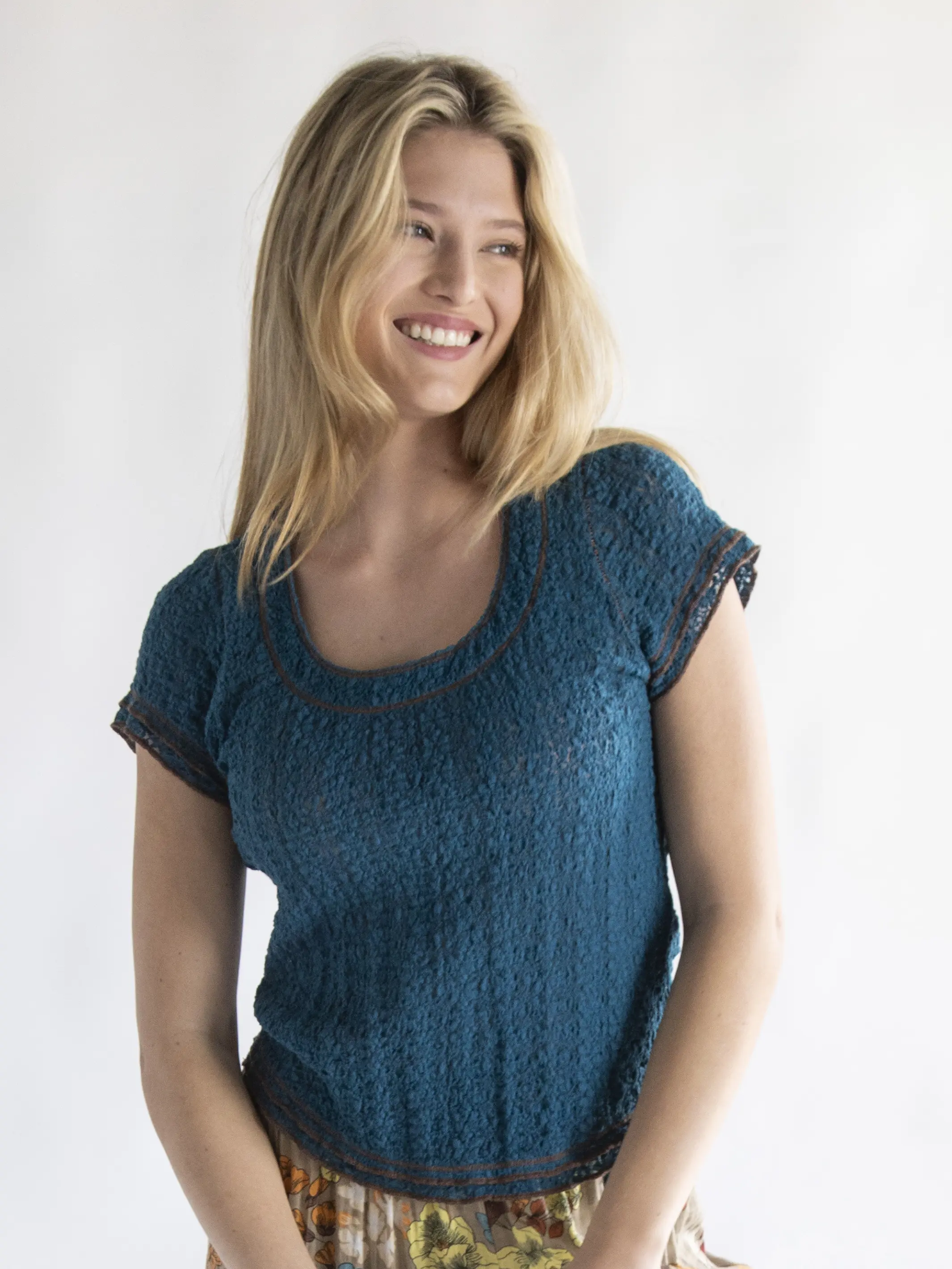 Ashley Lace Top - Lyon Blue