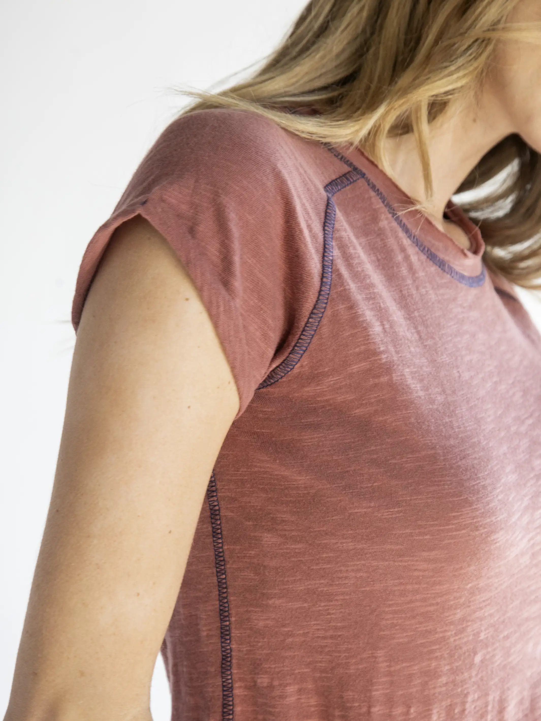 Lily Knit Cotton Tee Shirt - Rust