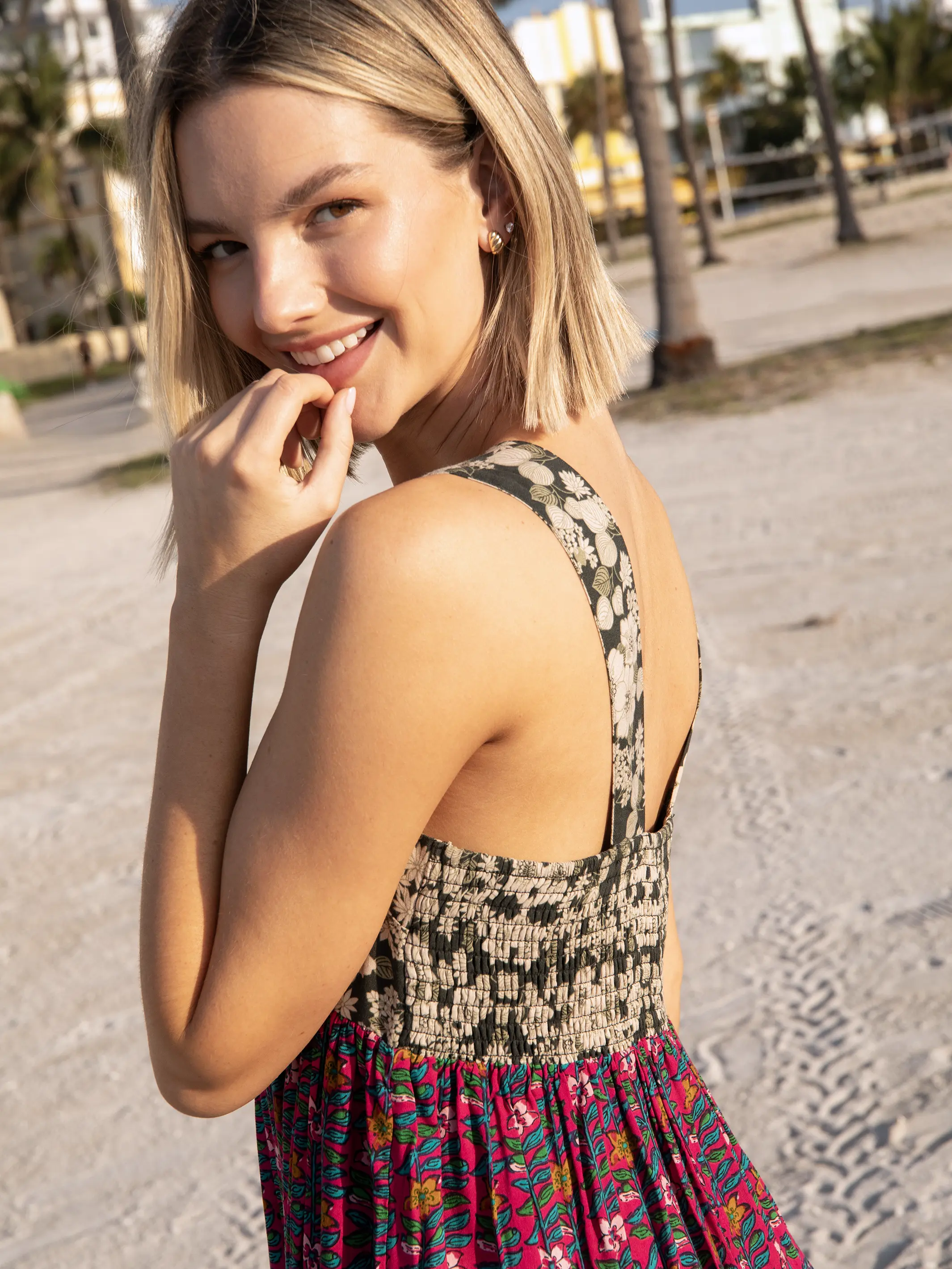 Tricia Dress - Black Pink Mixed Floral