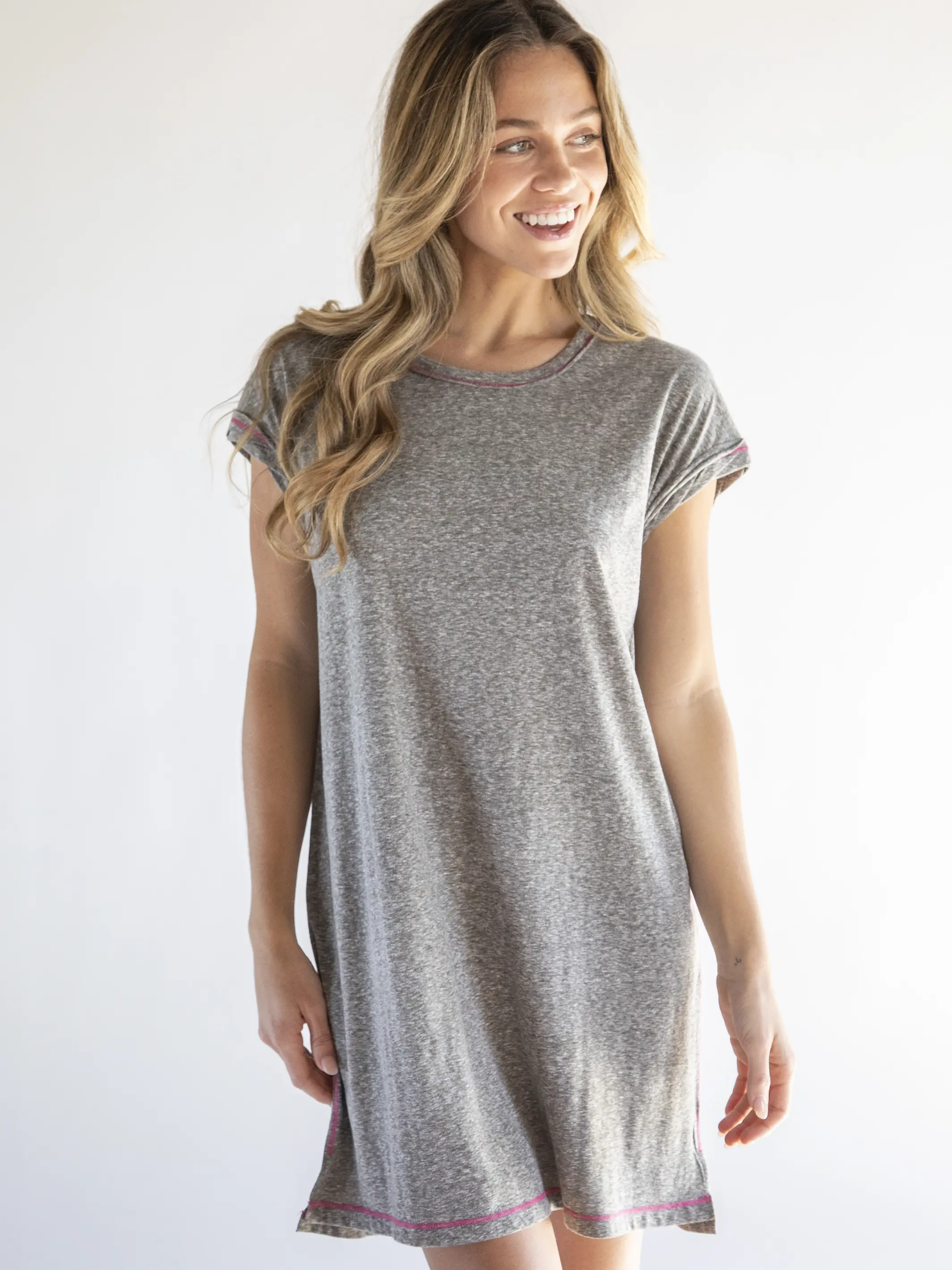 Frankie Knit Tee Dress - Heather Grey
