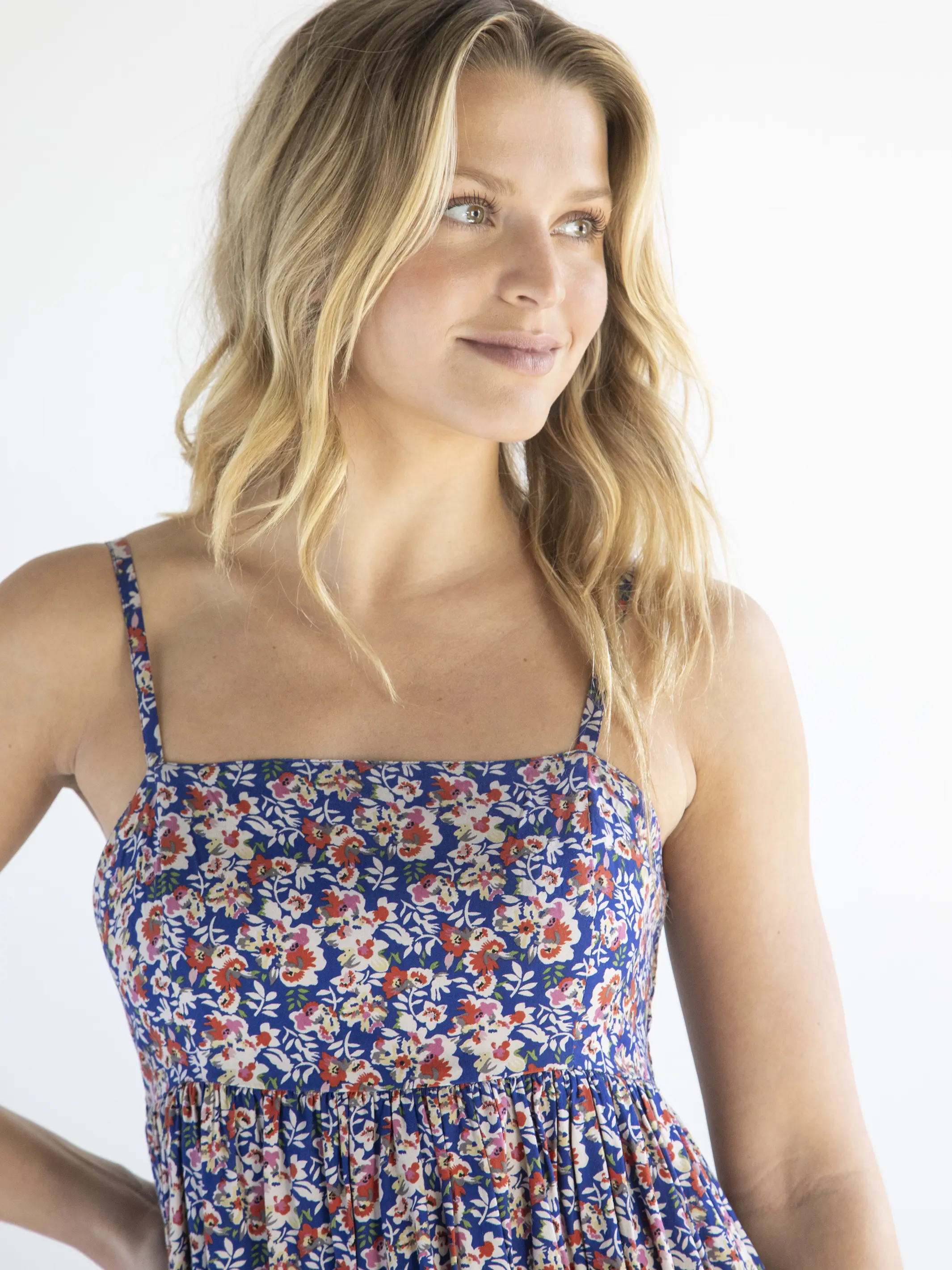 Bailey Dress - Blue Red Floral