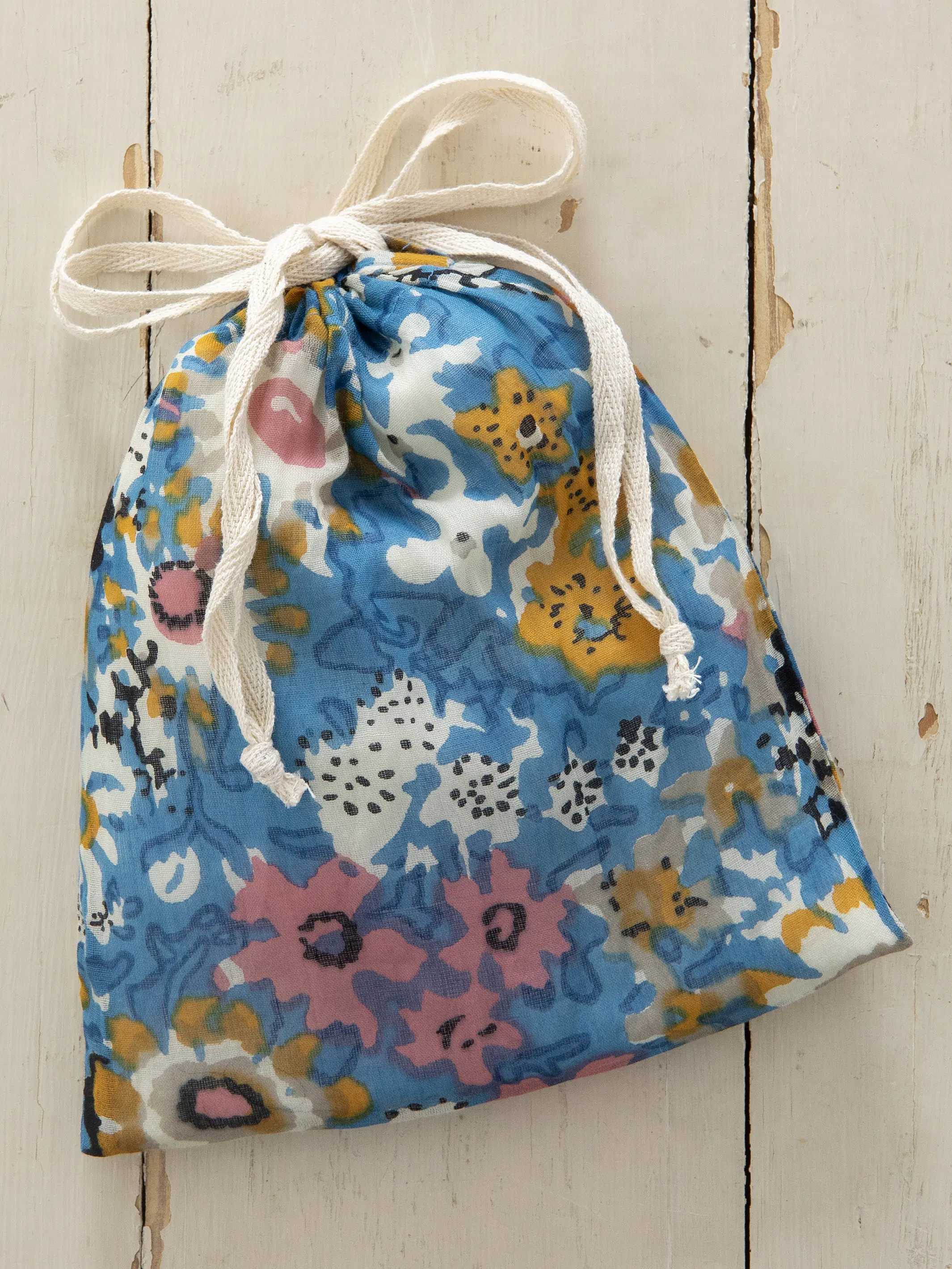 Cotton Cover-Up-In-A-Bag - Blue Tan Floral