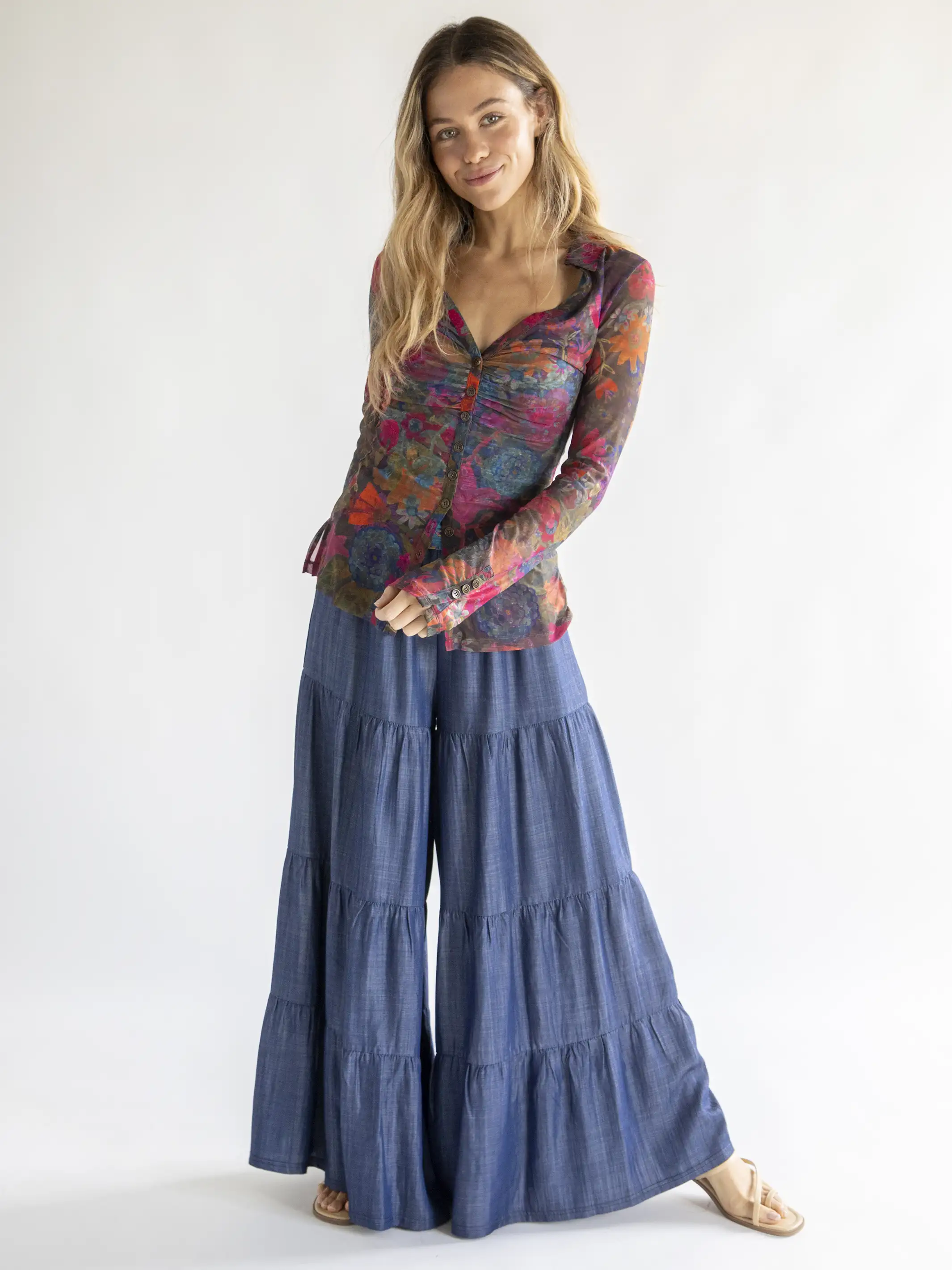 Patti Palazzo Pant - Denim Blue