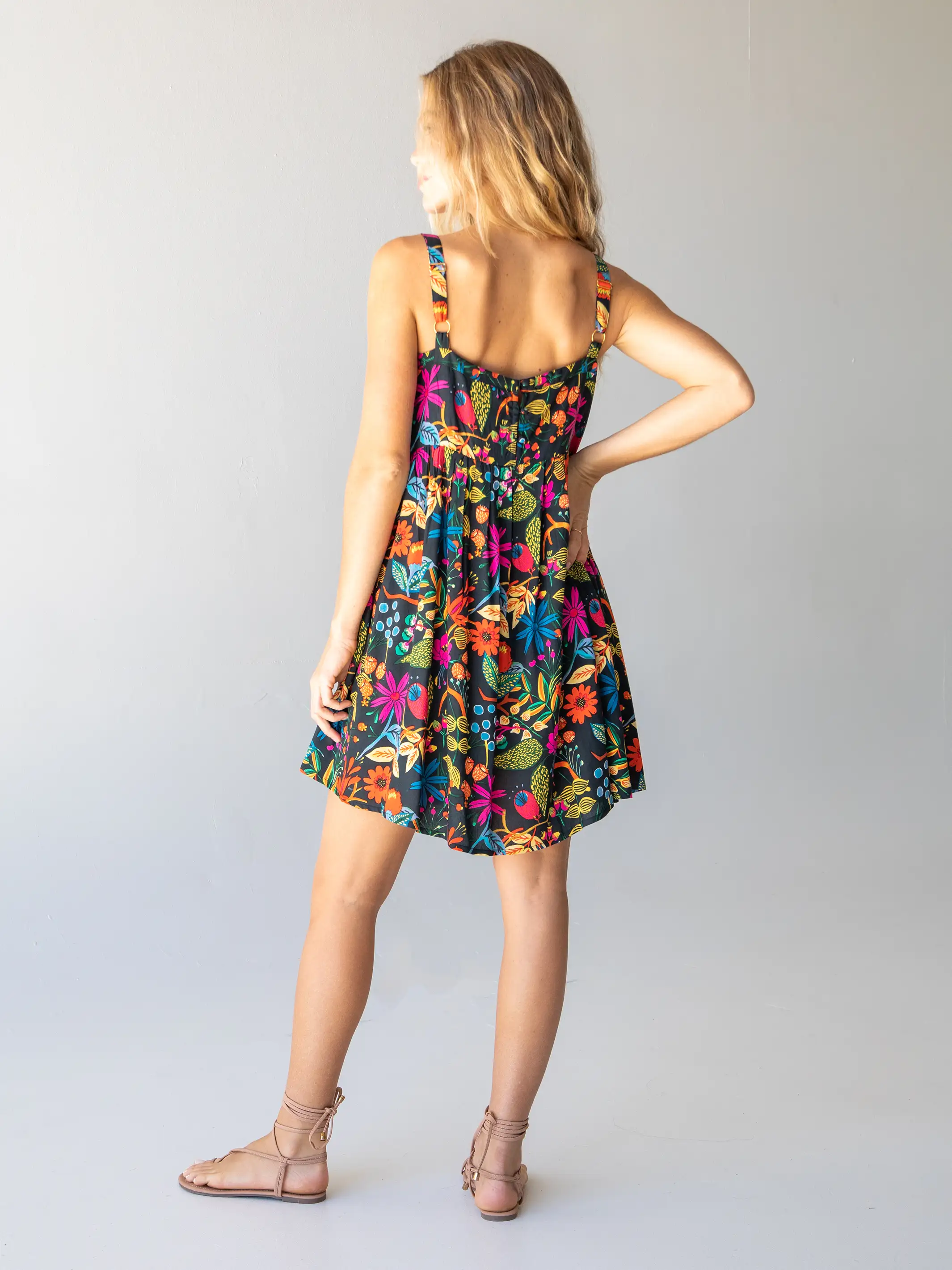 Patti Dress - Black Neon Floral