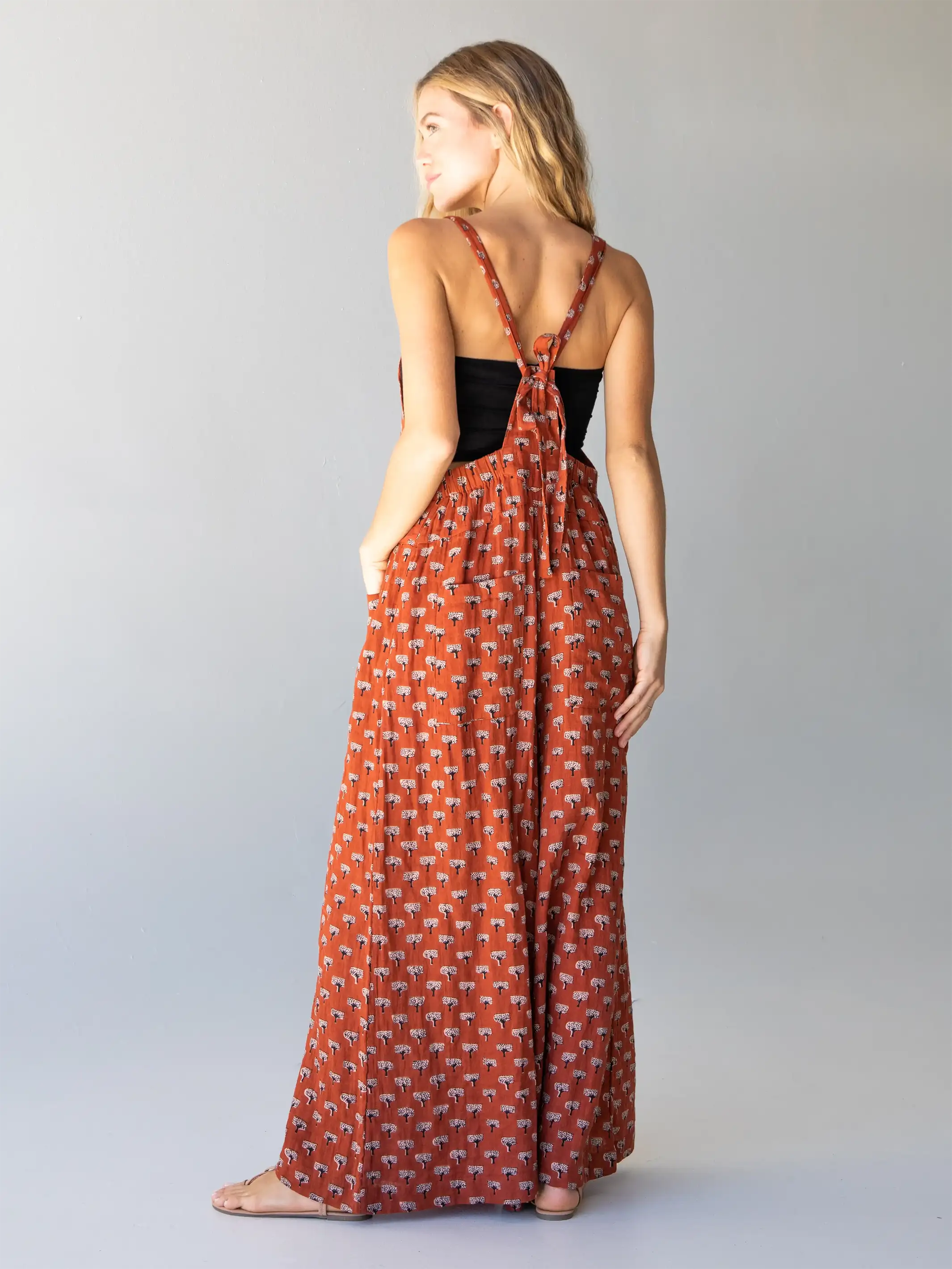 Dakota Tie Overall - Rust Tree Print