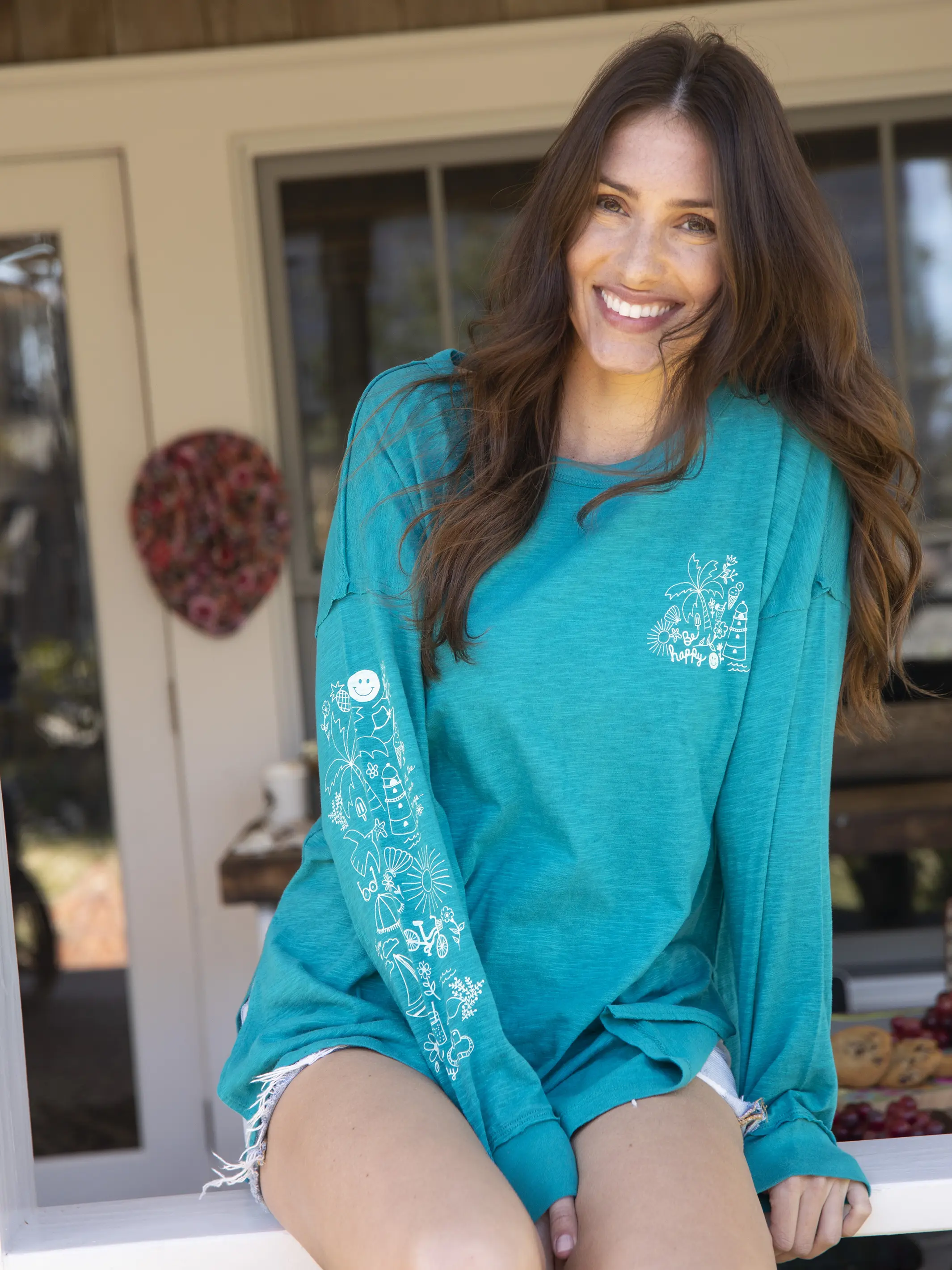 Cotton Doodle Tee - Teal