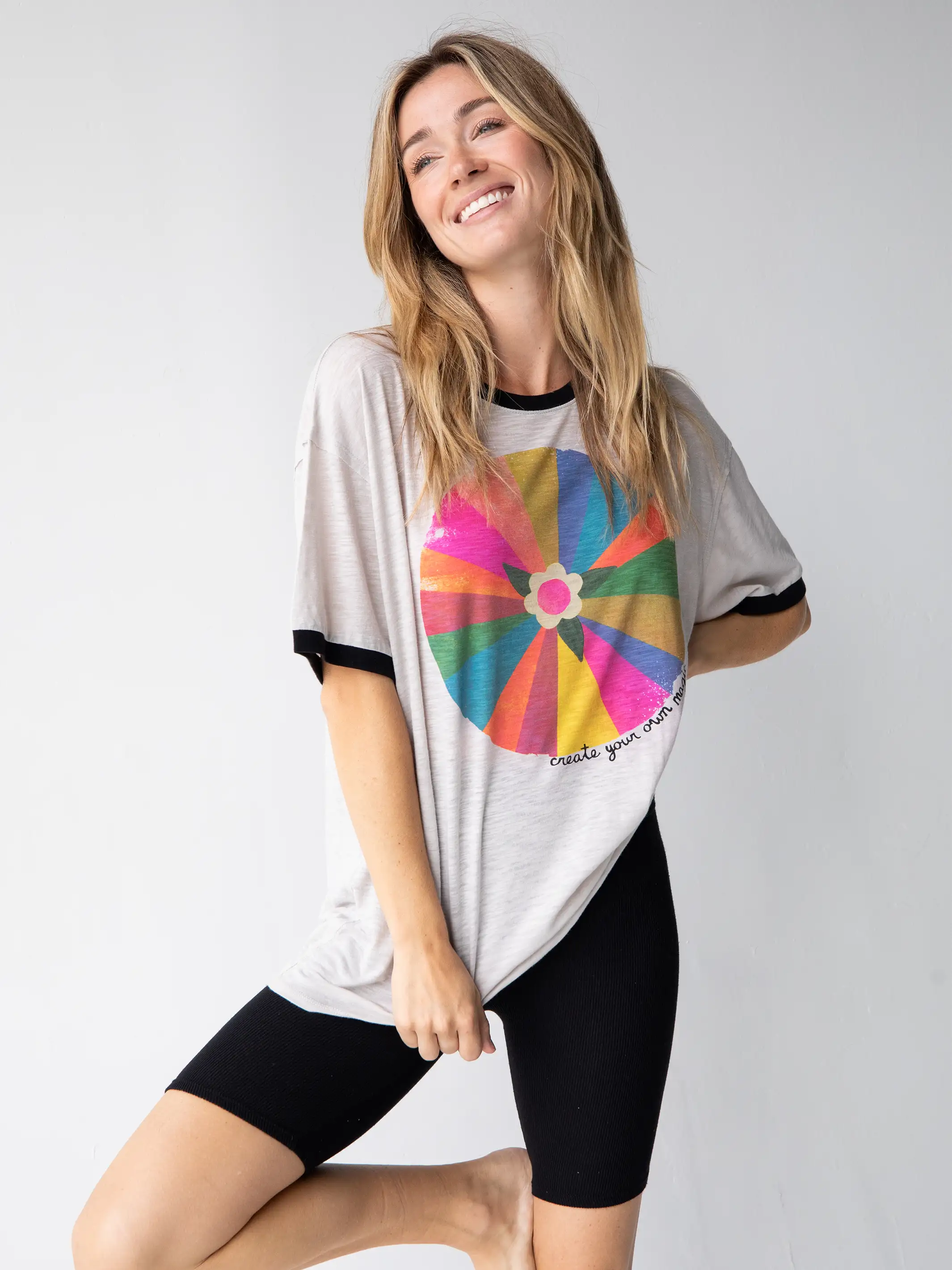 Ringer Oversized Tee Shirt - Create Your Own Magic