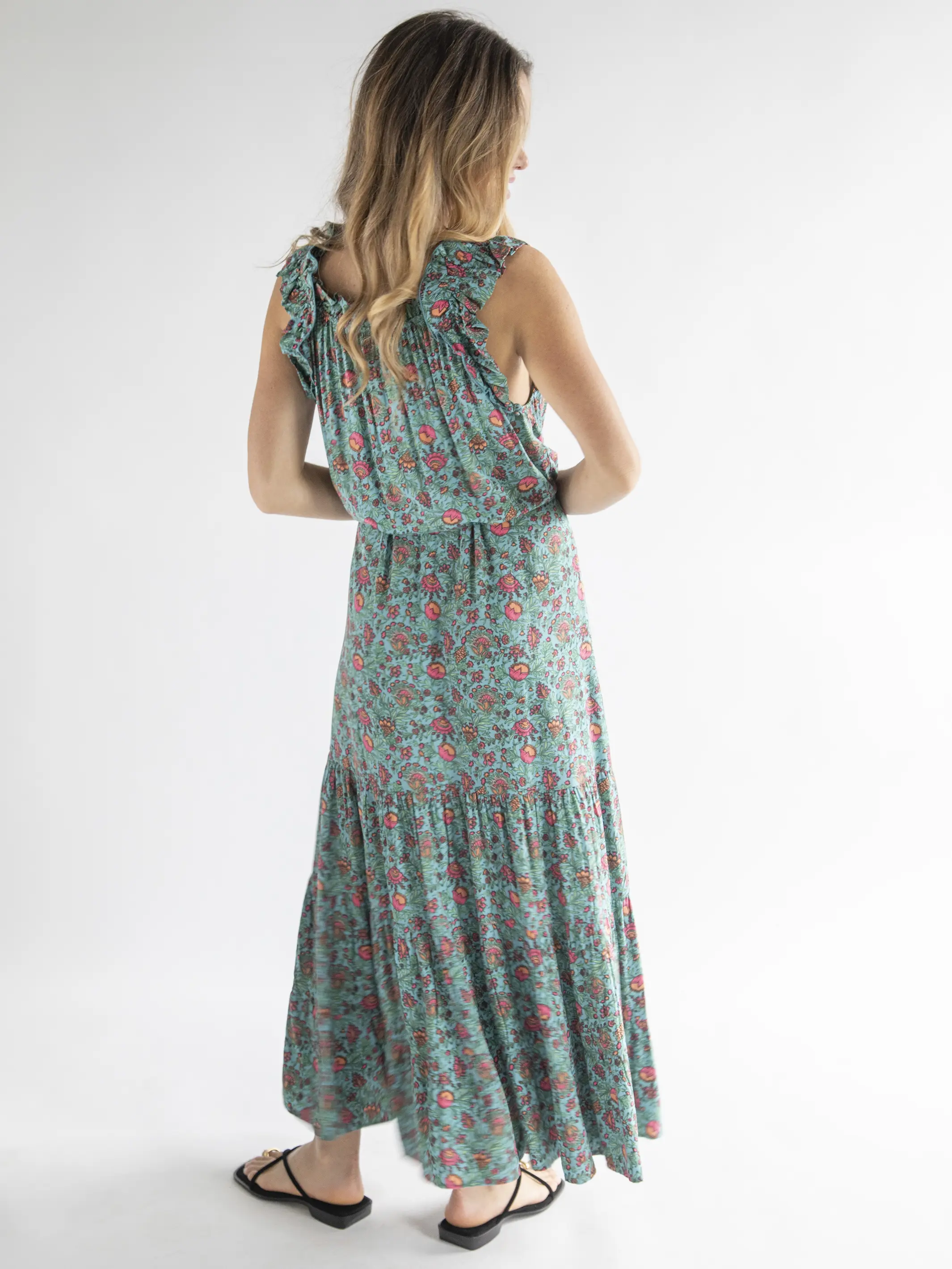 Havana Nights Maxi Dress - Turquoise Pink Floral