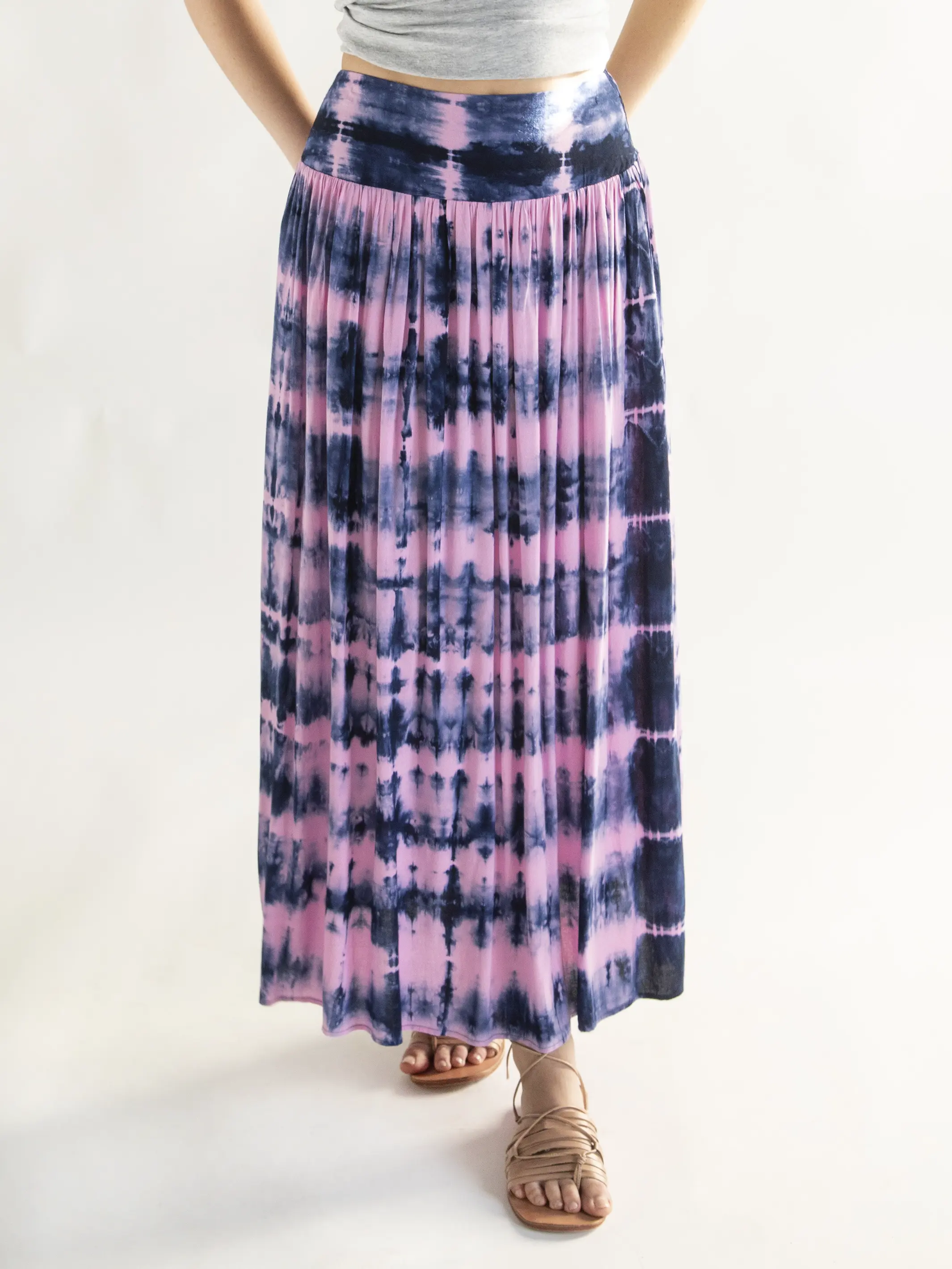 Lisa Maxi Skirt - Navy Pink Tie-Dye