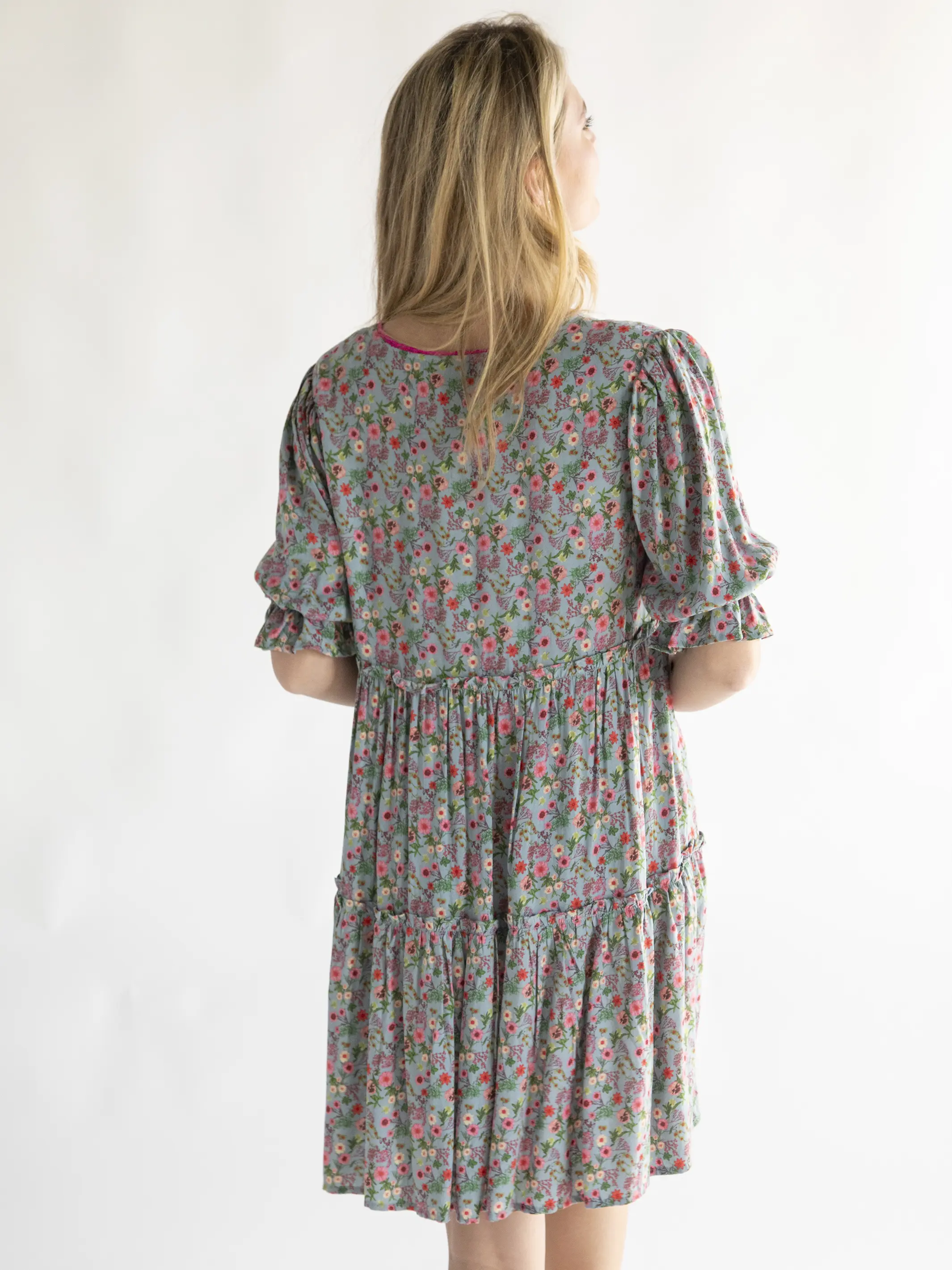 Collette Dress - Blue Pink Floral