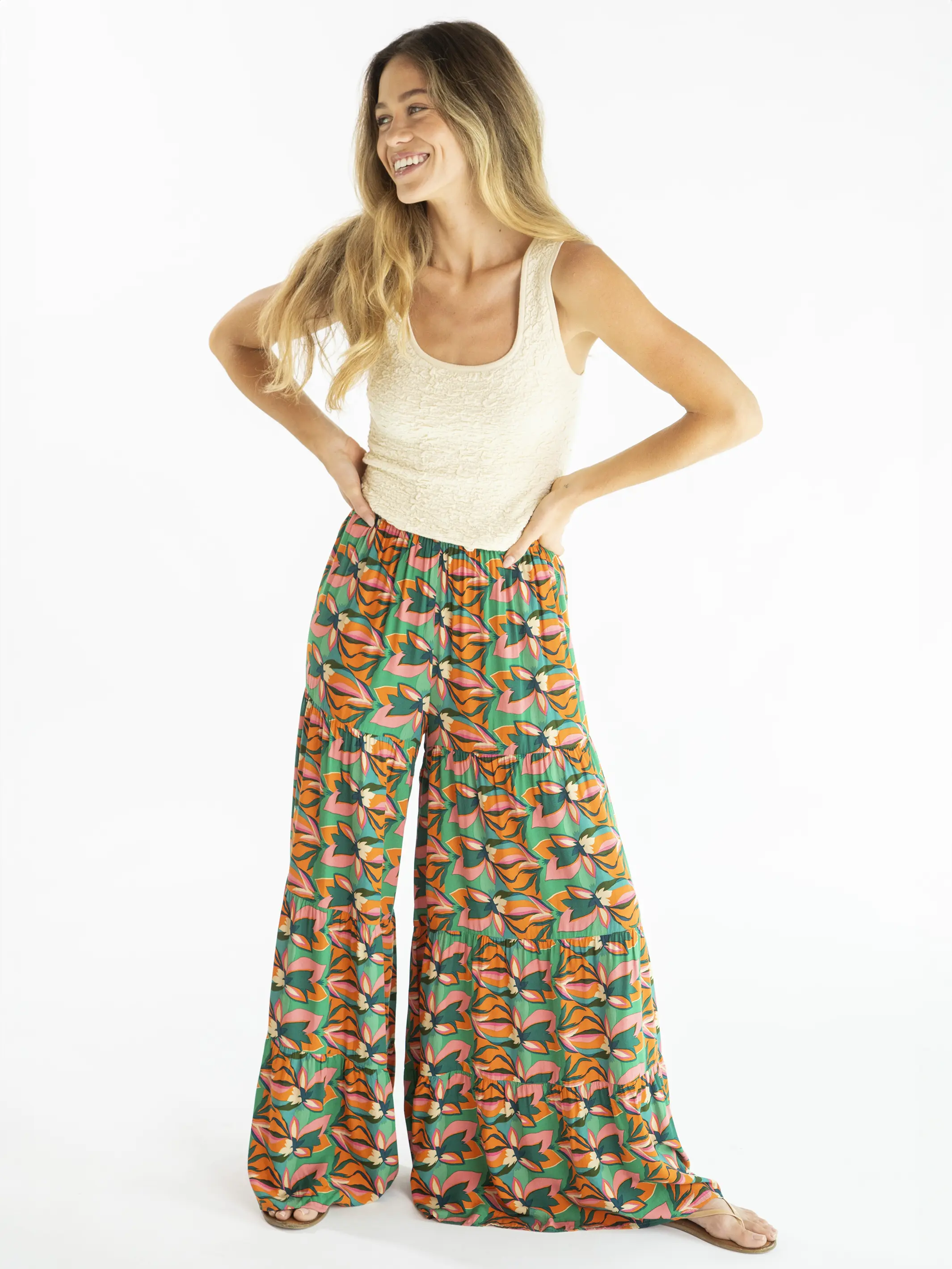 Patti Palazzo Pant - Tropical Floral
