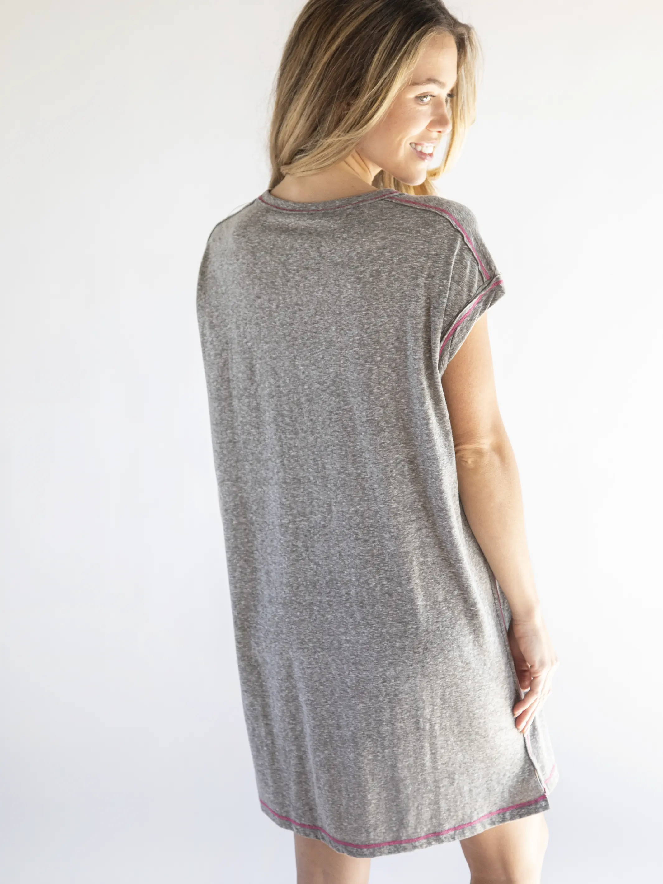 Frankie Knit Tee Dress - Heather Grey