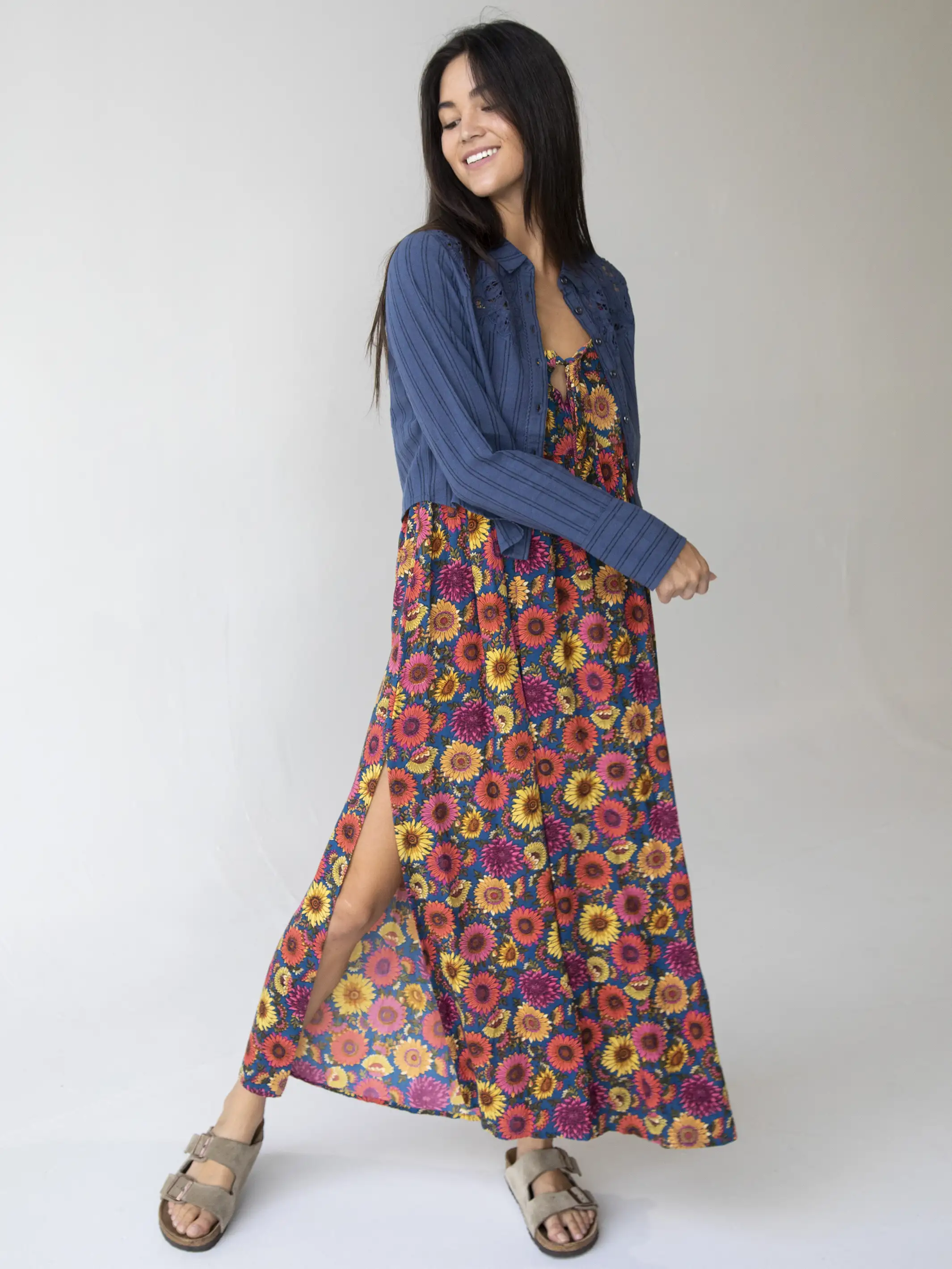 Ana Lace Buttondown - Indigo