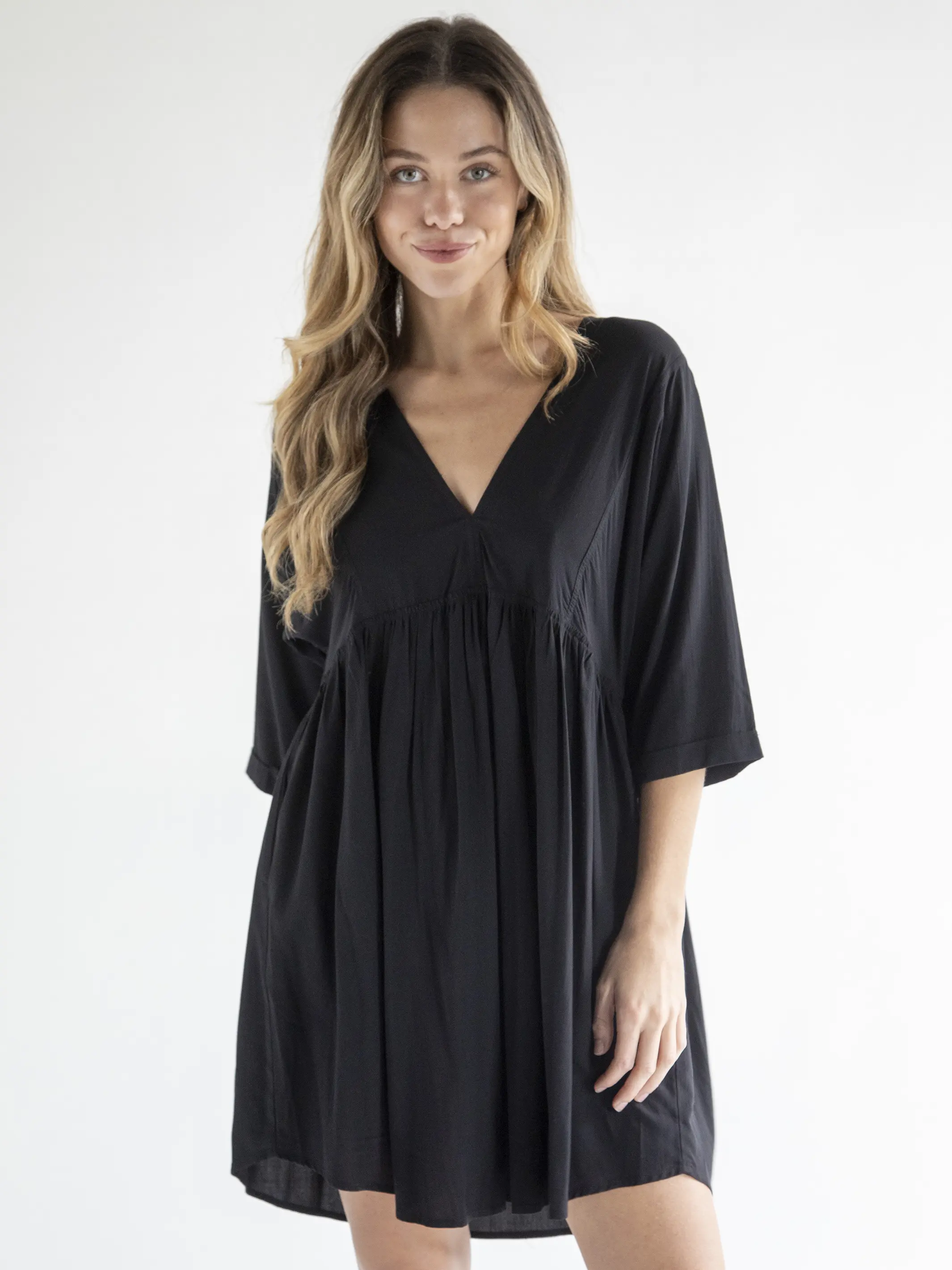 Stella V-Neck Dress - Black