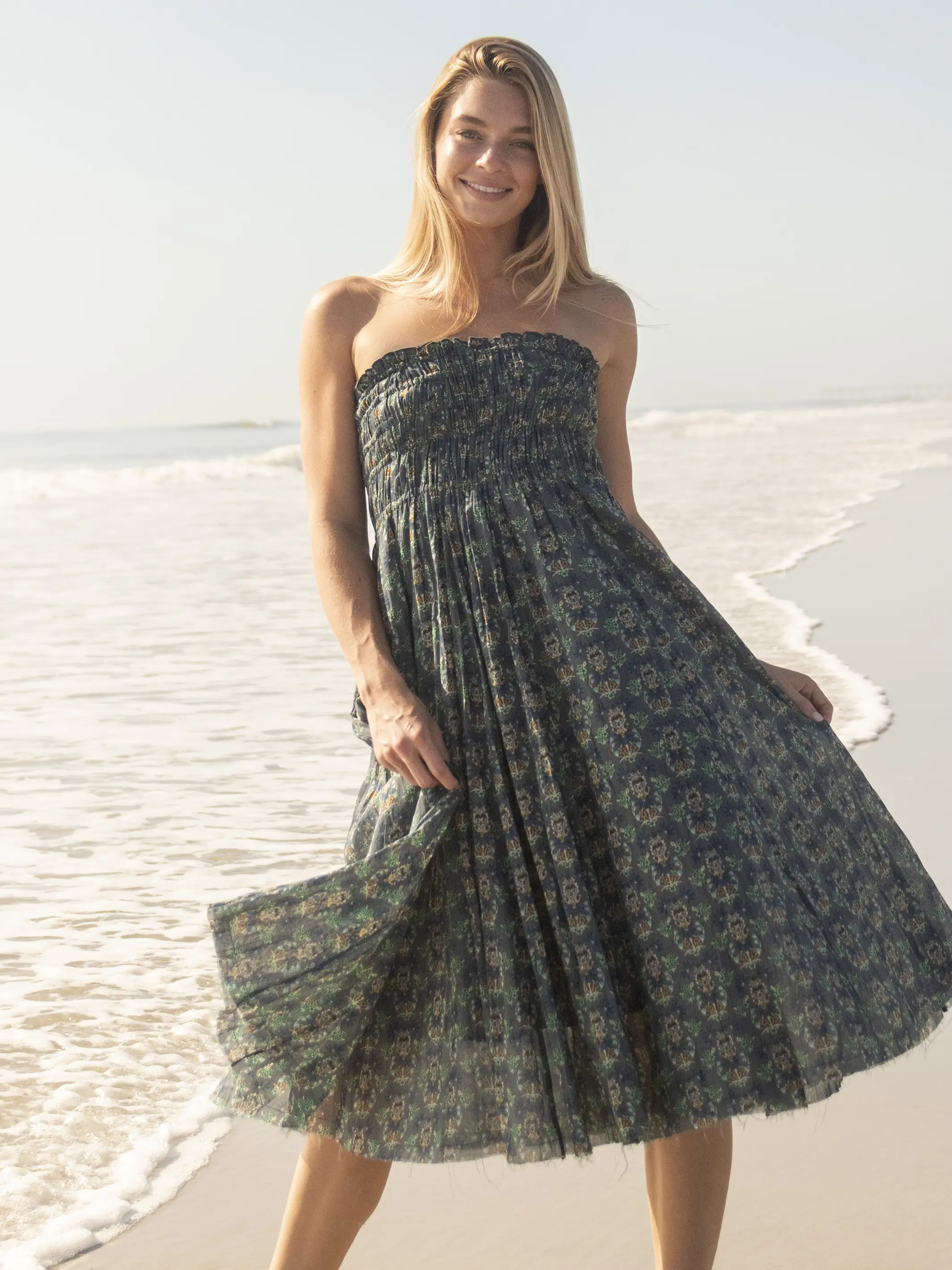 Laurel Convertible Skirt - Teal Floral Medallion