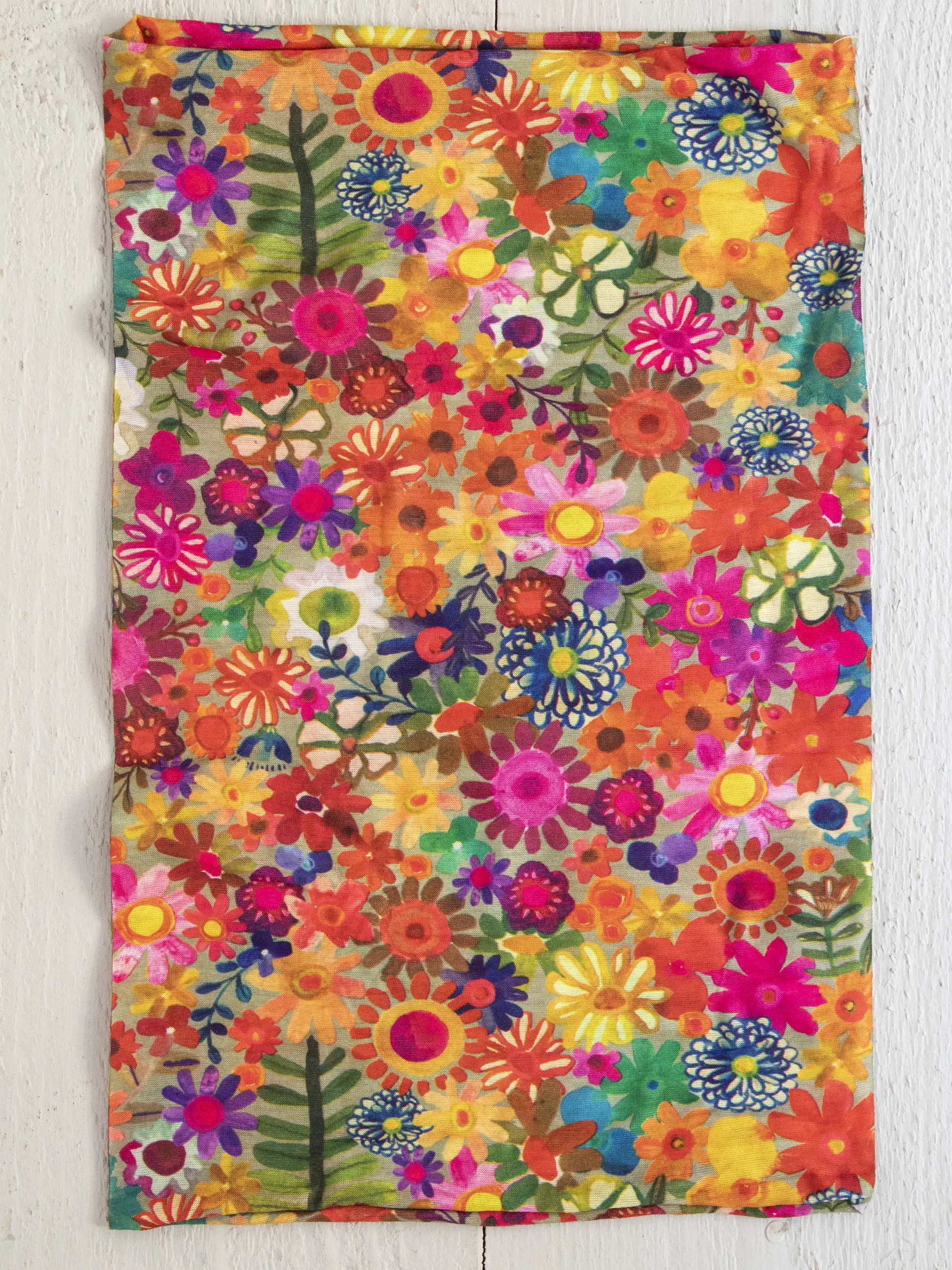 Full Boho Bandeau® Headband - Floral Printed Blue Cream