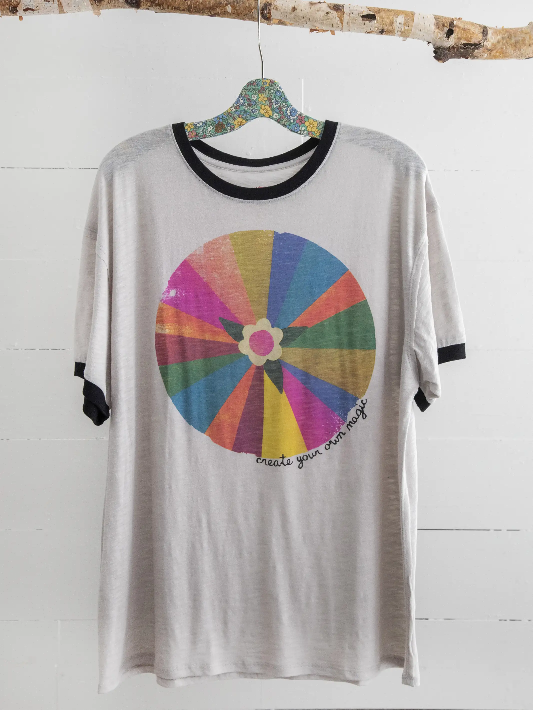 Ringer Oversized Tee Shirt - Create Your Own Magic