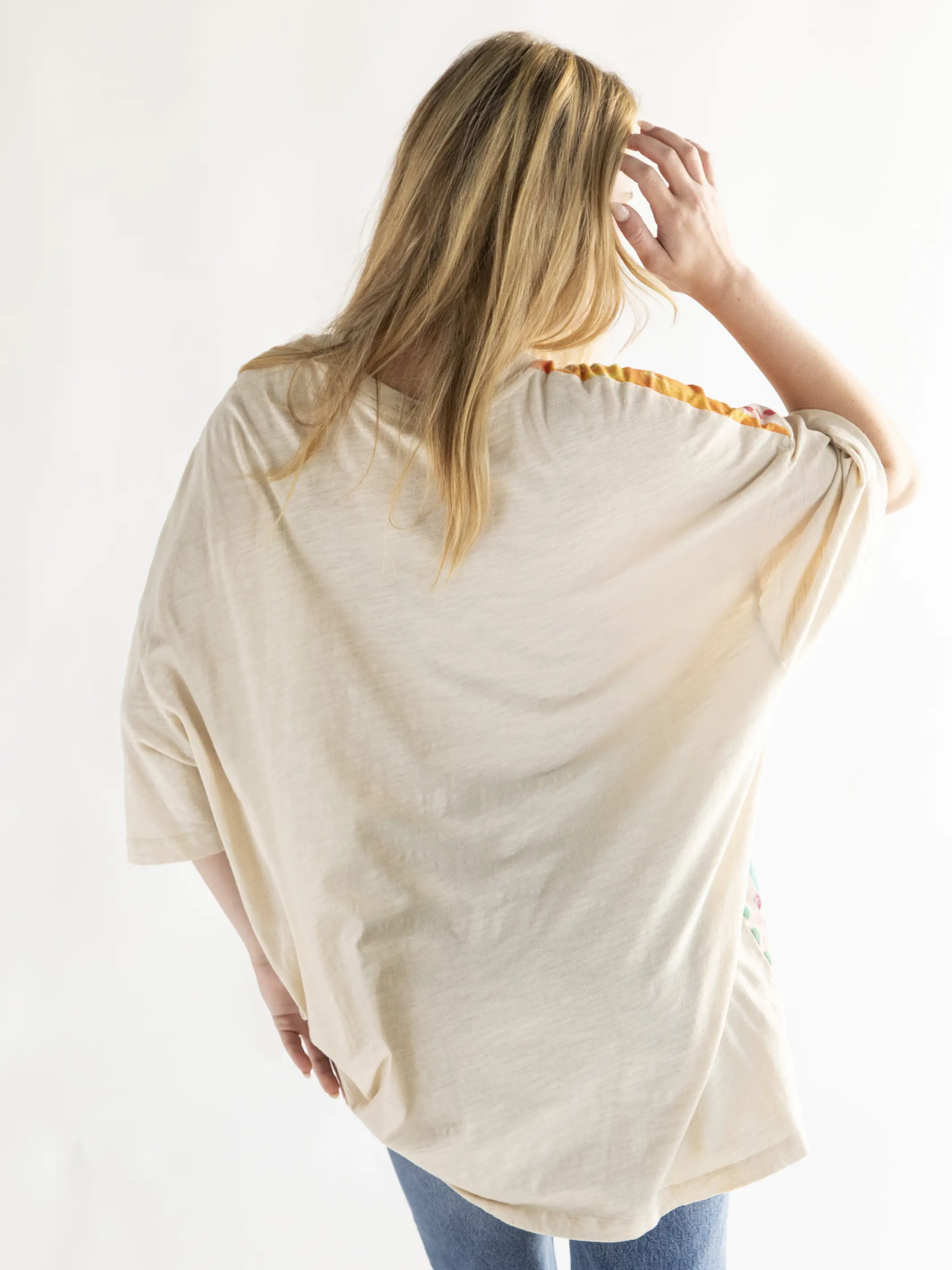 One Size Cotton Easy Tee - Live Happy Cream