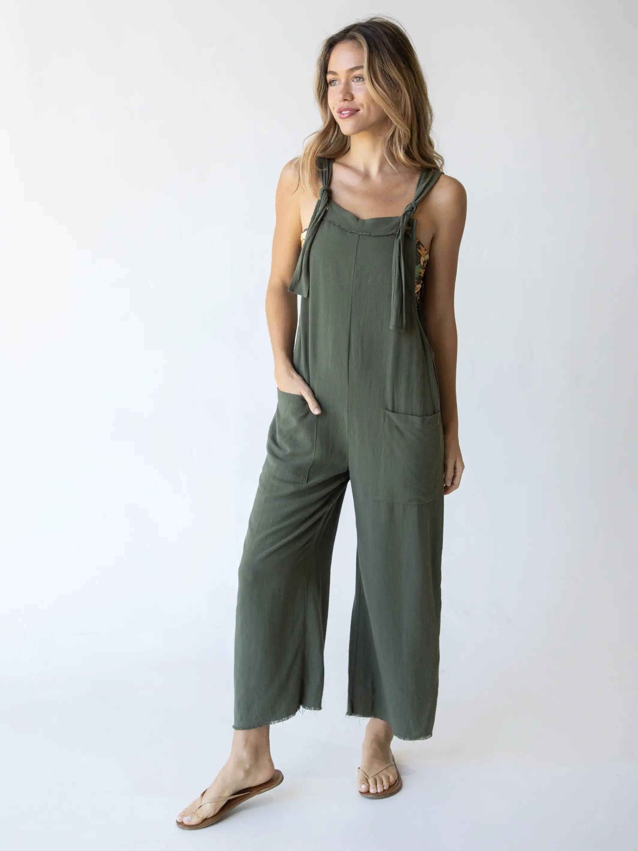 Carly Wide-Leg Jumpsuit - Olive