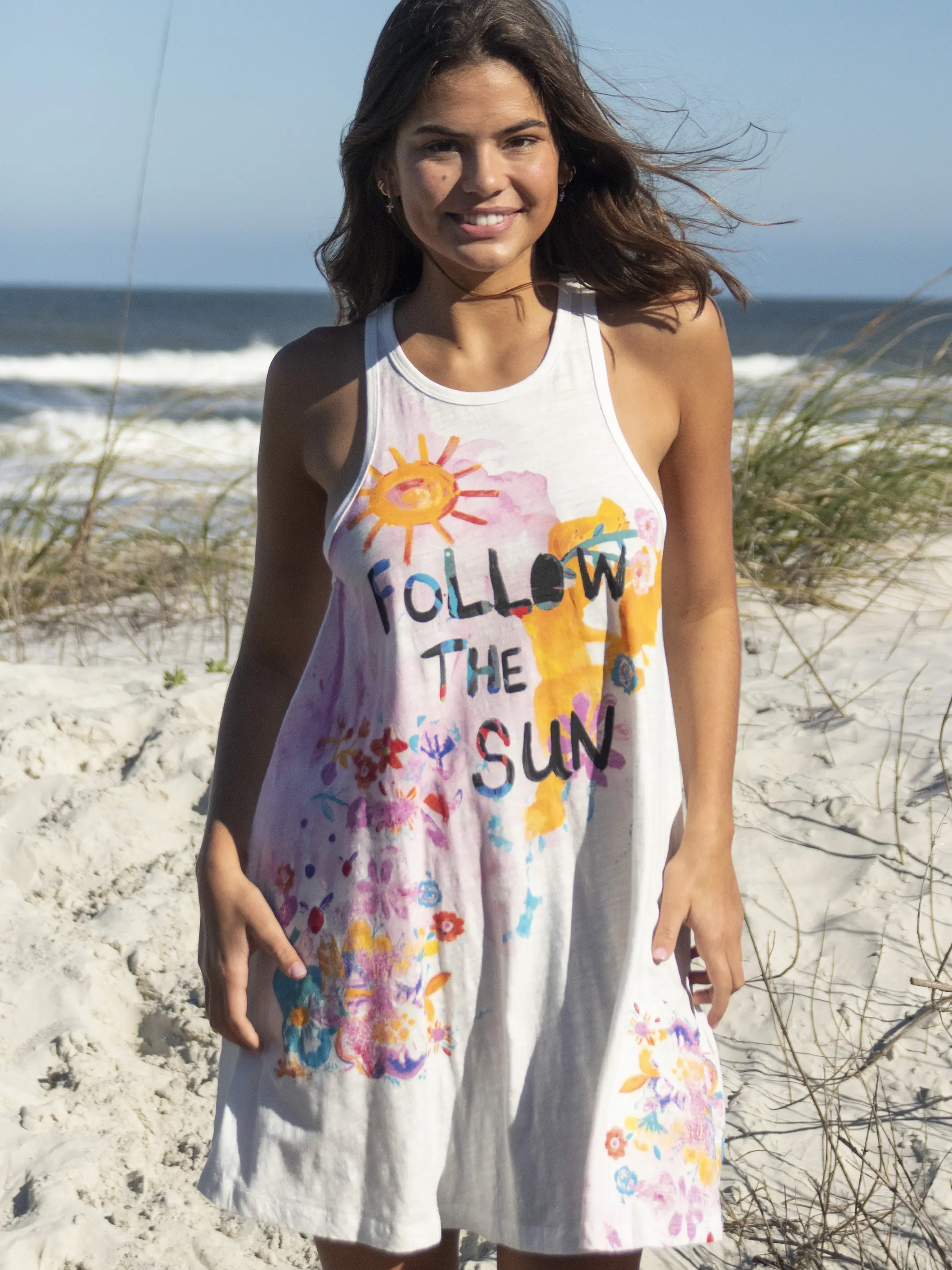Life Is A Canvas Cotton Beach Dress - White Follow the Sun