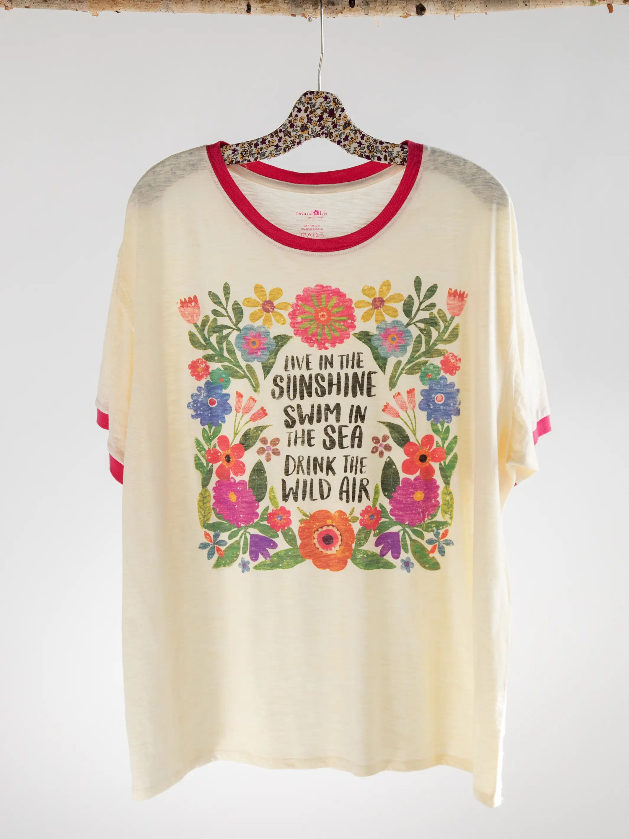 Ringer Oversized Tee Shirt - Sunshine