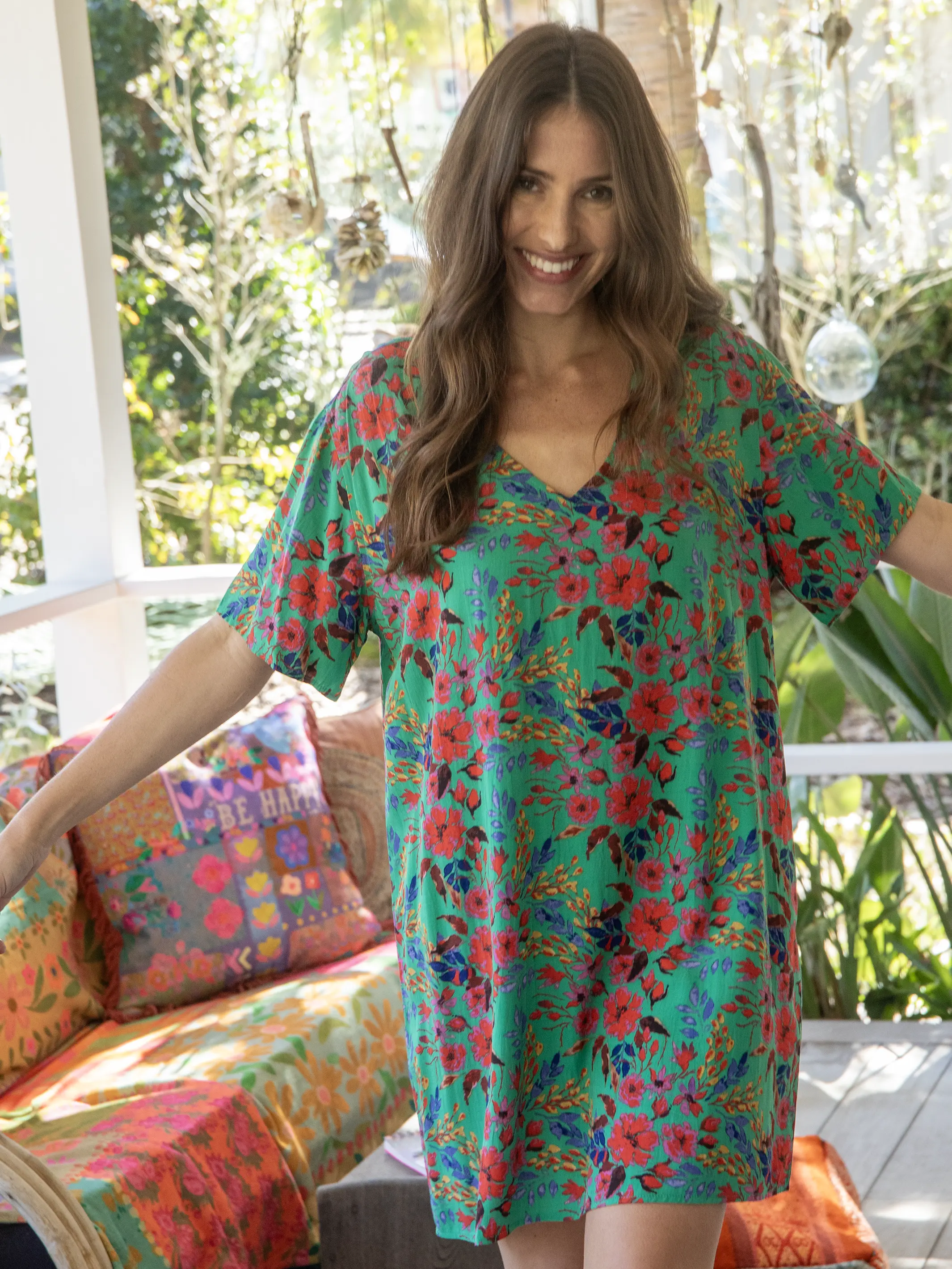 Claire Dress - Green Multi Floral